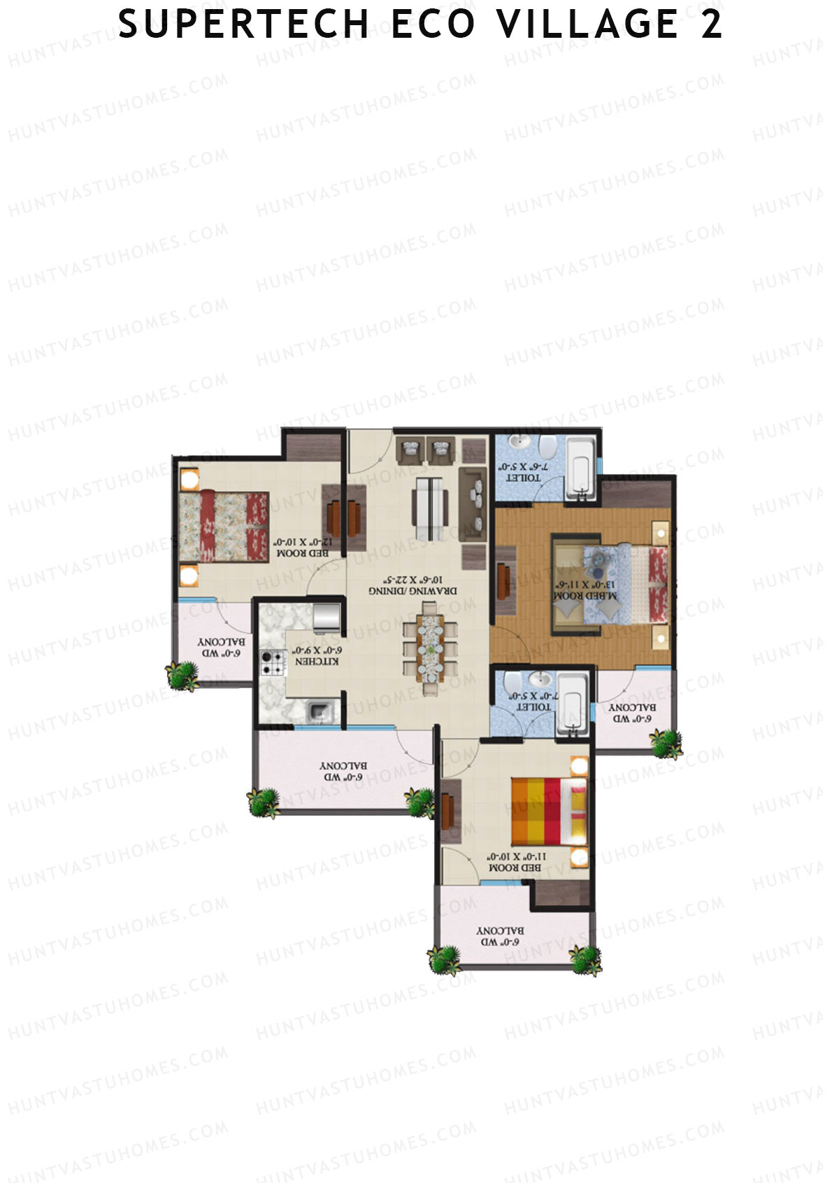 Supertech Eco Village 2 Tower J2 Unit 1 Floor Plan