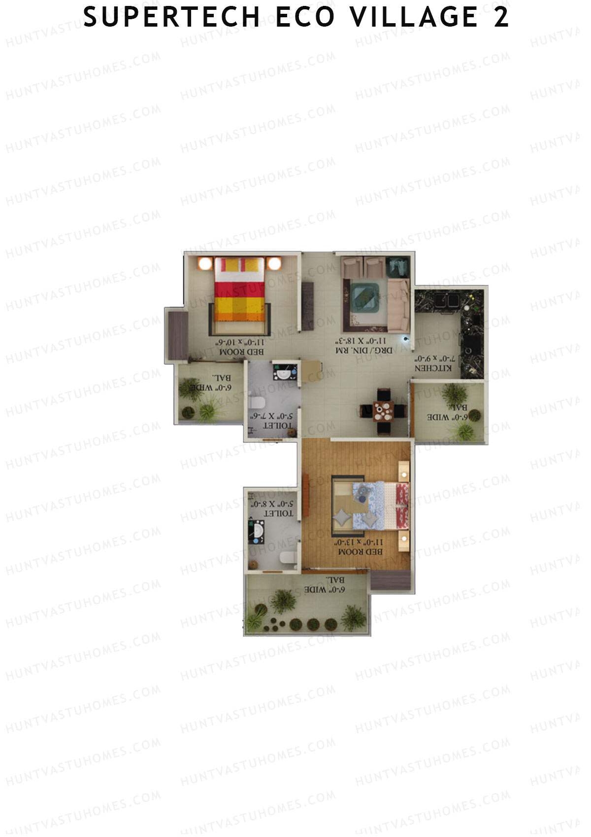 Supertech Eco Village 2 Tower K1 Unit 4 Floor Plan