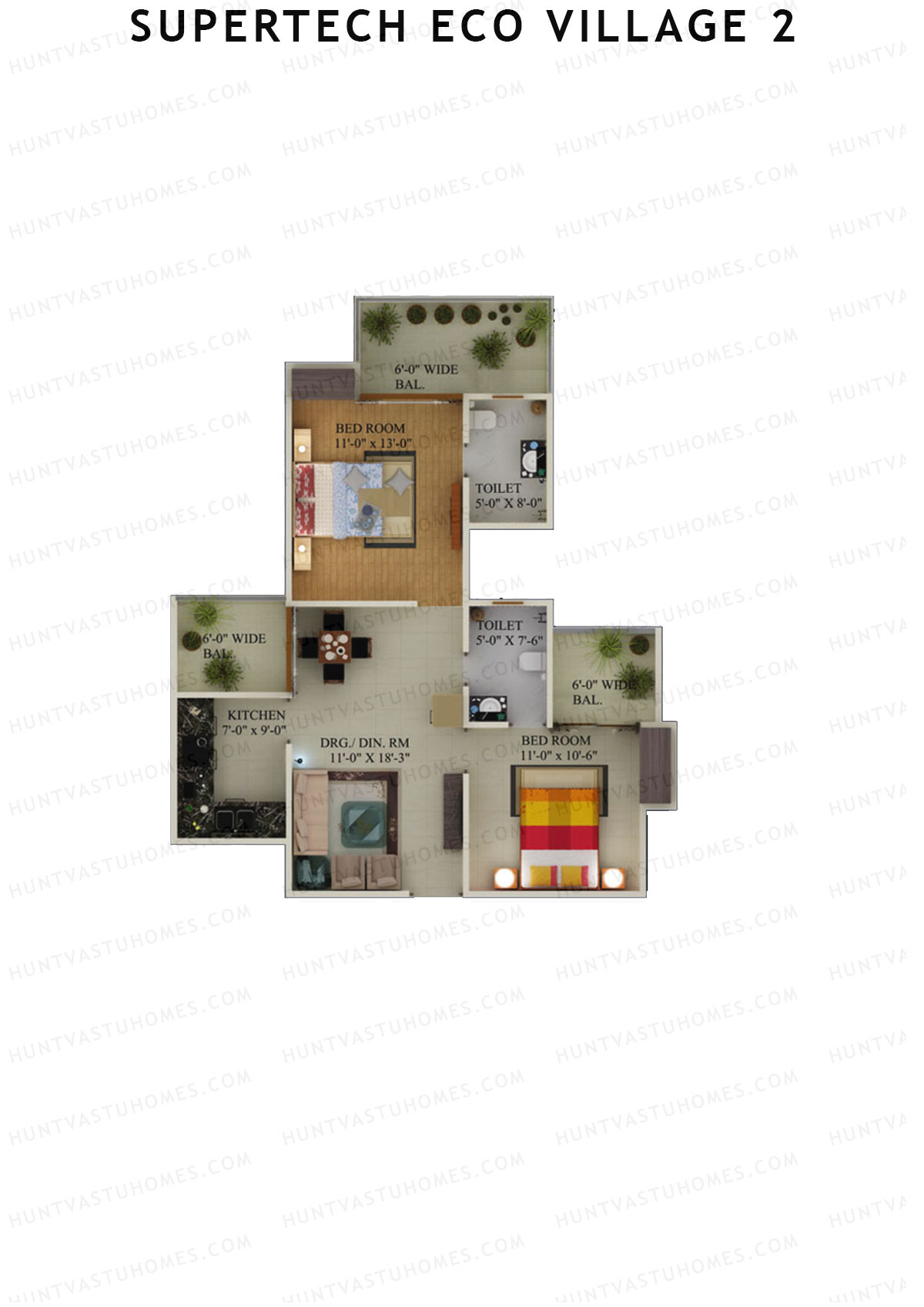 Supertech Eco Village 2 Tower K1 Unit 8 Floor Plan