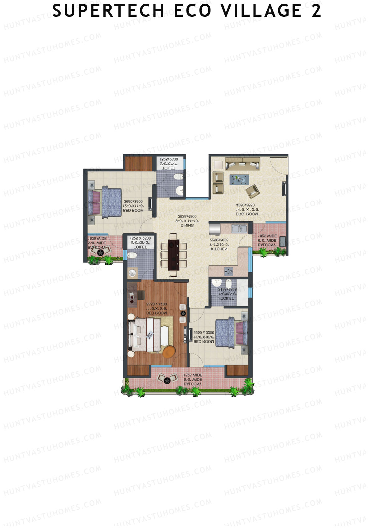 Supertech Eco Village 2 Tower M4 Unit 1 (Type A) Floor Plan