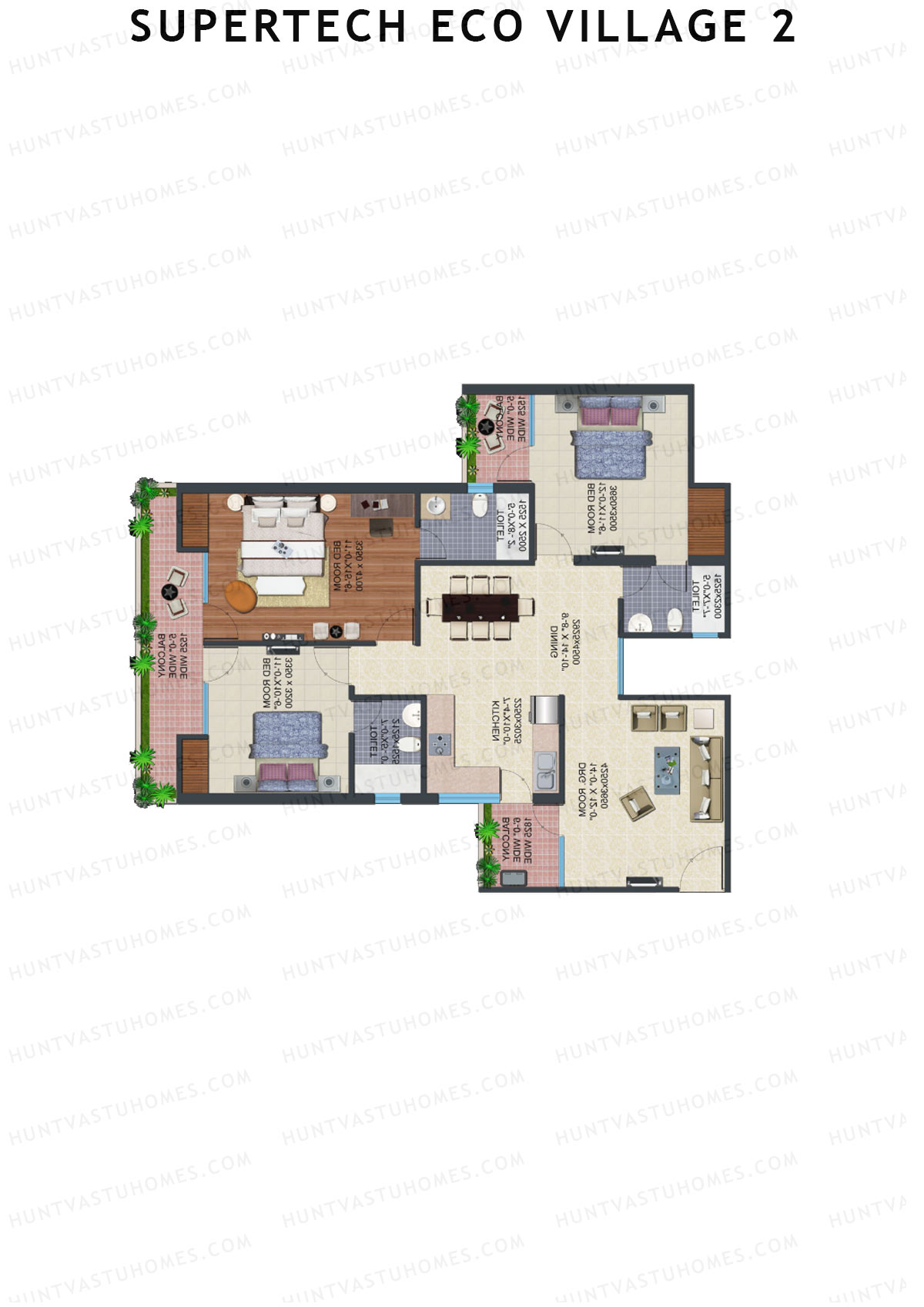 Supertech Eco Village 2 Tower M4 Unit 5 (Type A) Floor Plan