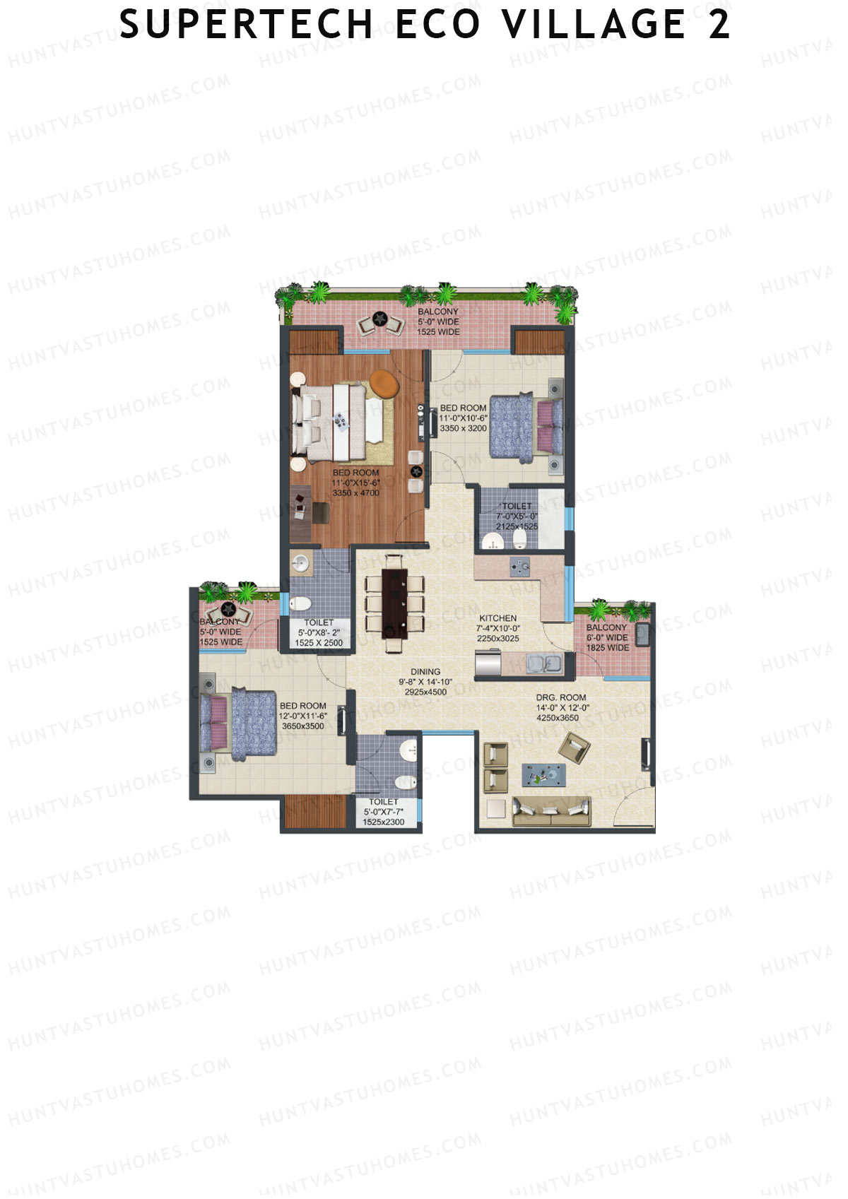 Supertech Eco Village 2 Tower M4 Unit 6 (Type A) Floor Plan