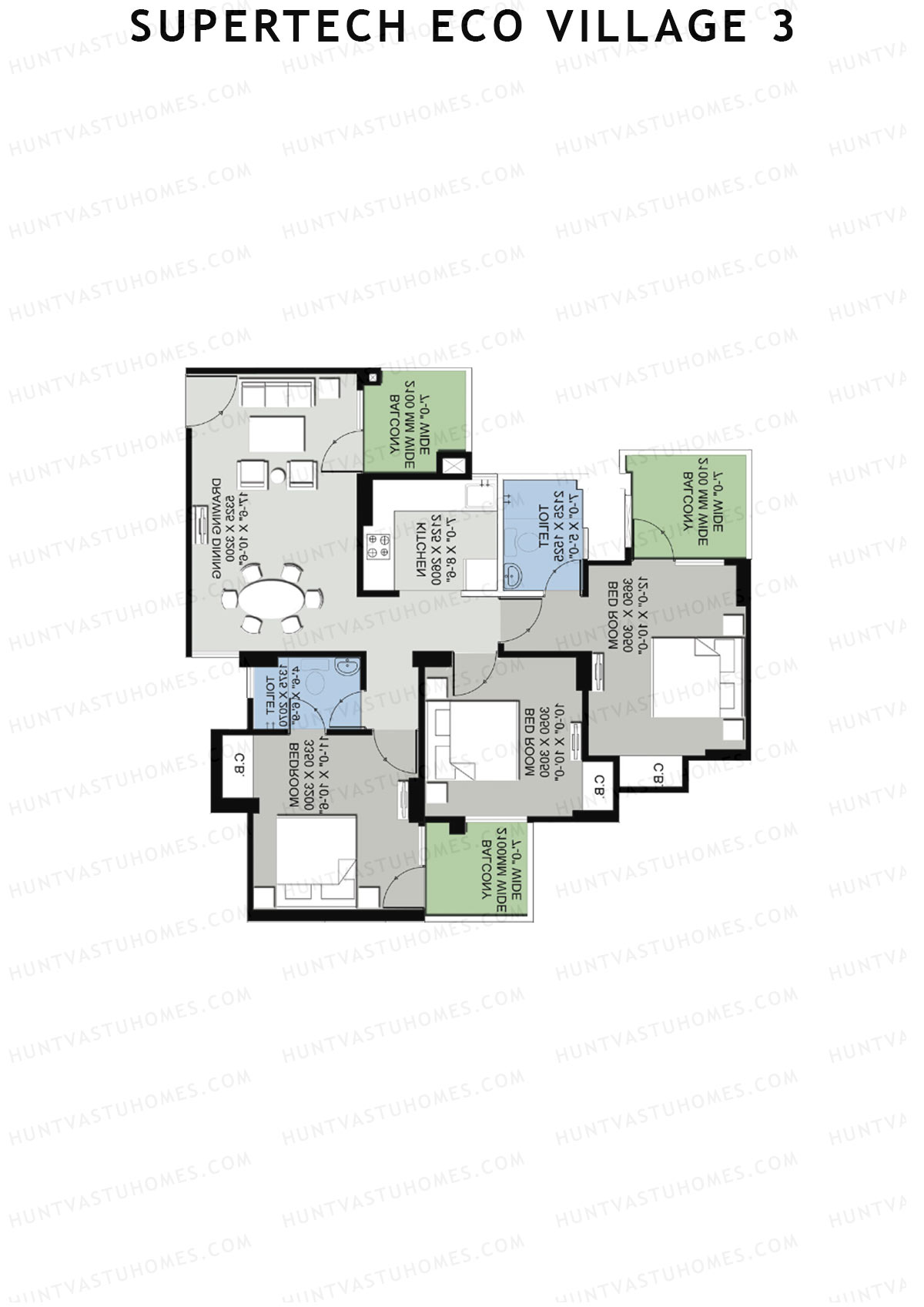 Supertech Eco Village 3 Tower A10 Unit 1 Floor Plan