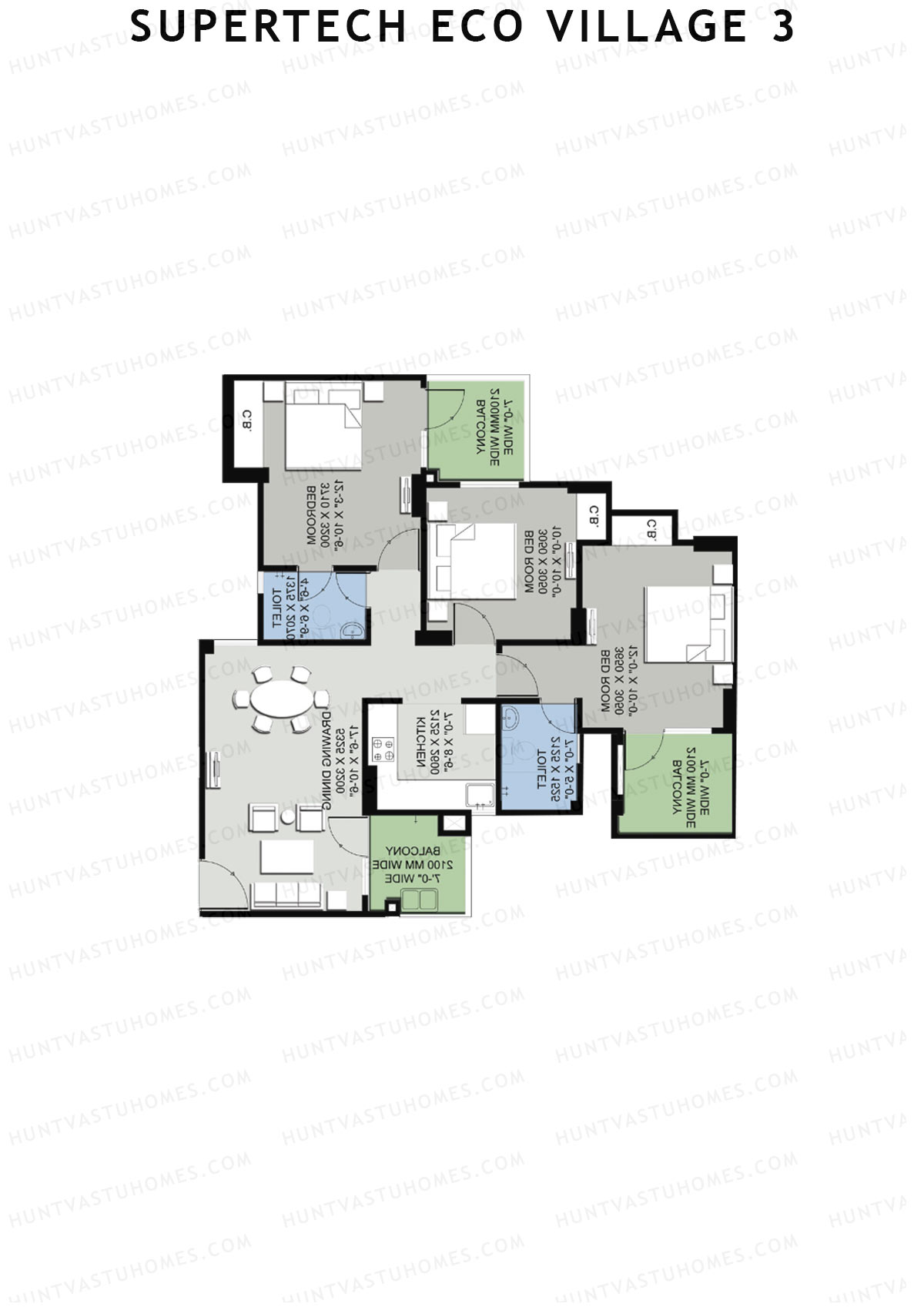 Supertech Eco Village 3 Tower A10 Unit 2 Floor Plan