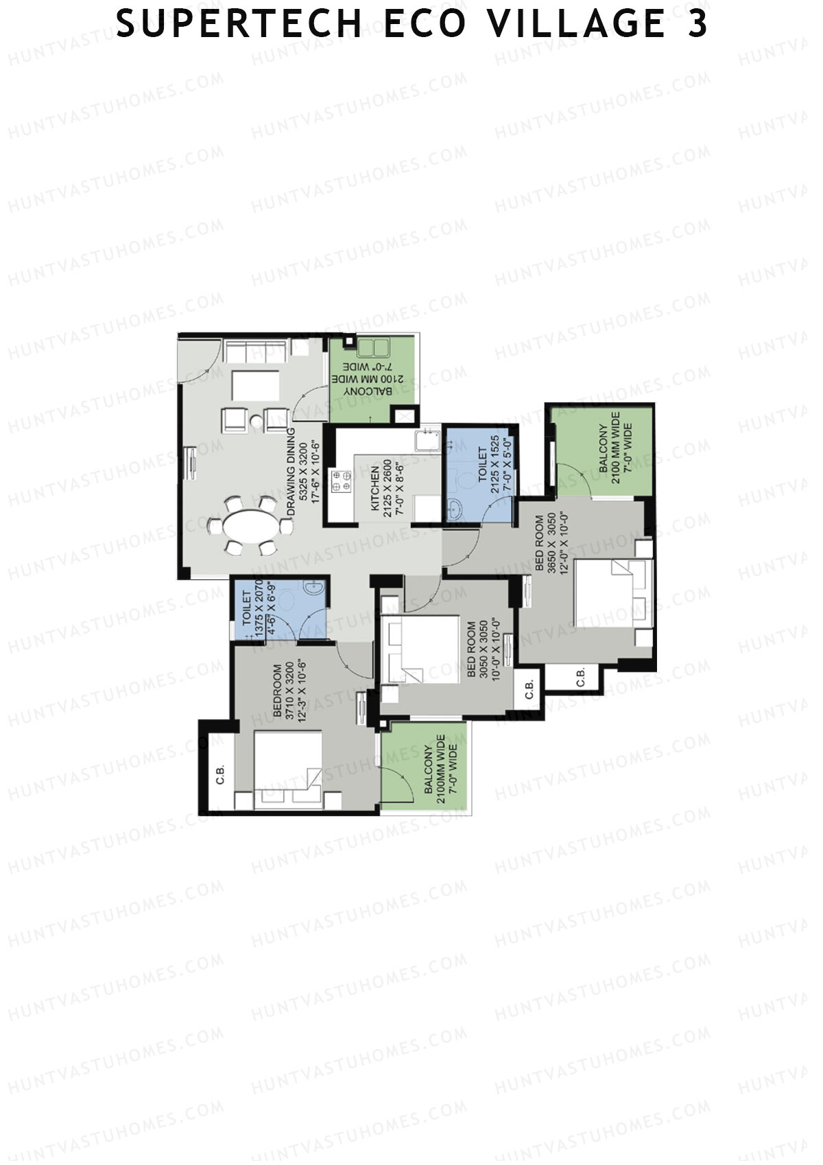 Supertech Eco Village 3 Tower A10 Unit 3 Floor Plan