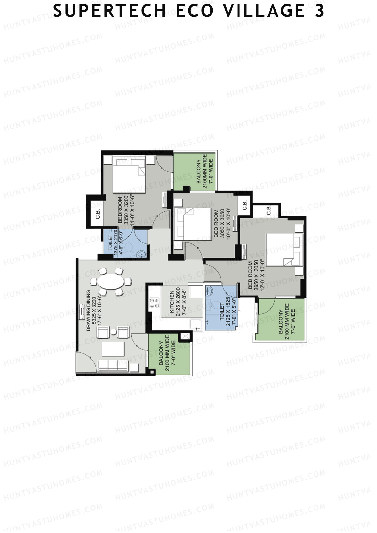 Supertech Eco Village 3 Tower A10 Unit 4 Floor Plan
