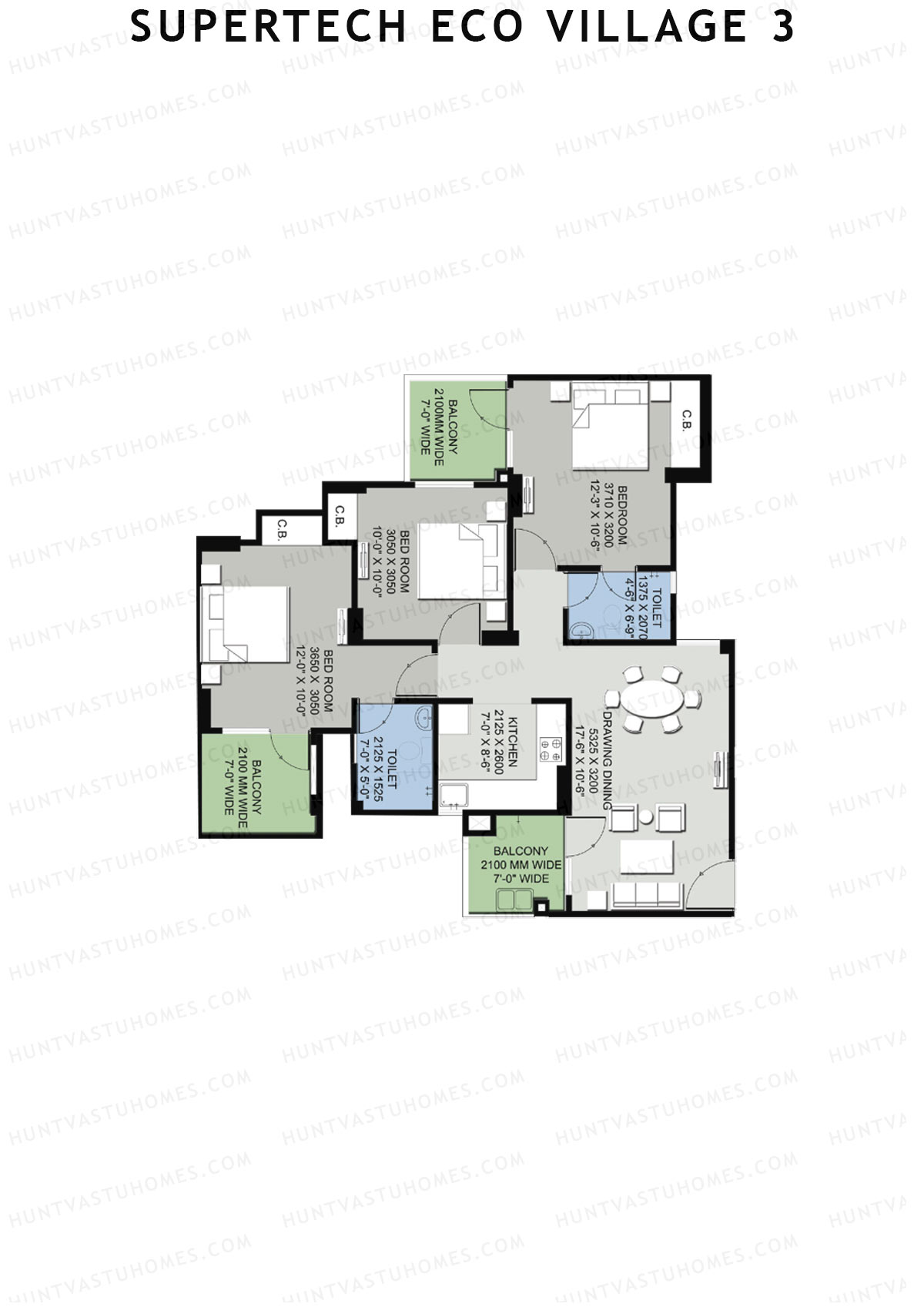 Supertech Eco Village 3 Tower A10 Unit 7 Floor Plan