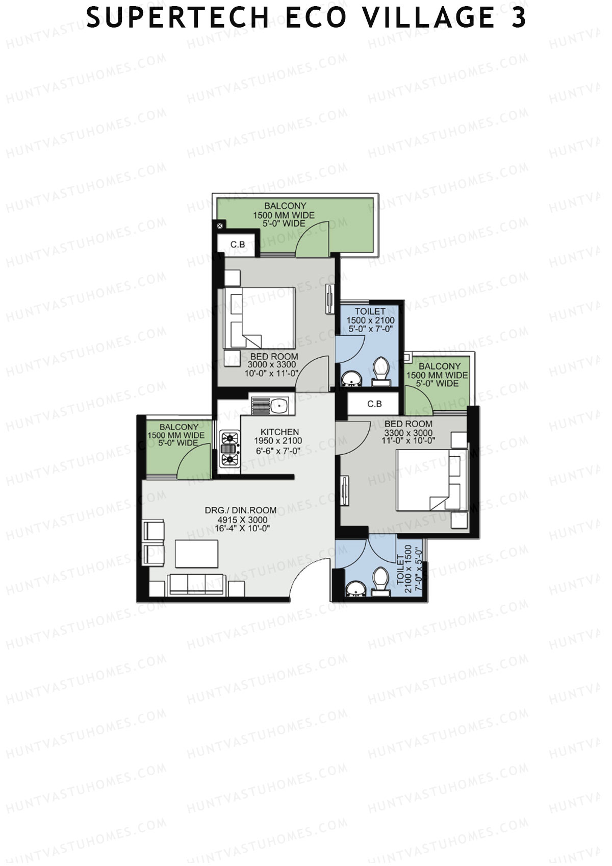 Supertech Eco Village 3 Tower A1 Unit 1 Floor Plan