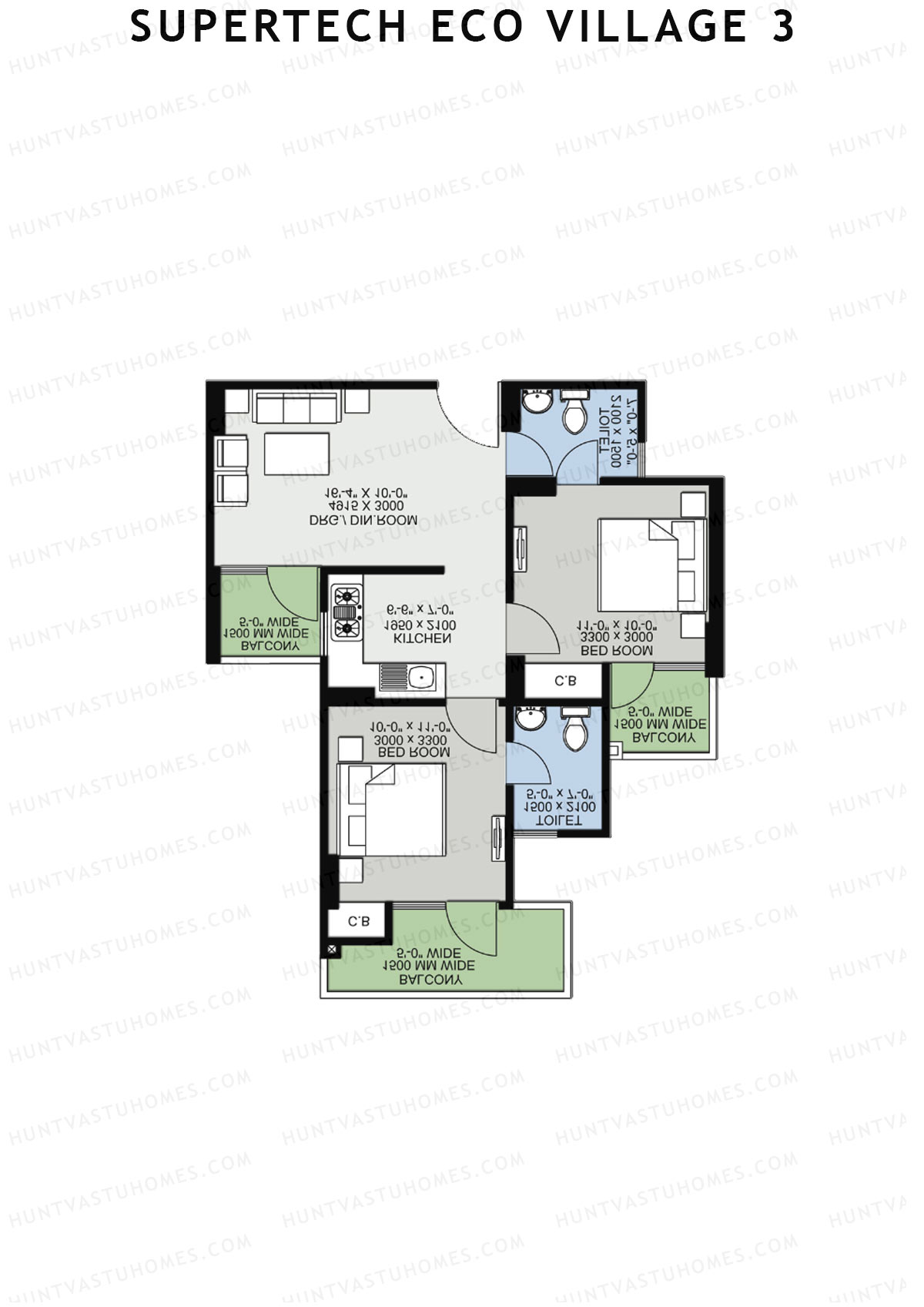 Supertech Eco Village 3 Tower A1 Unit 2 Floor Plan