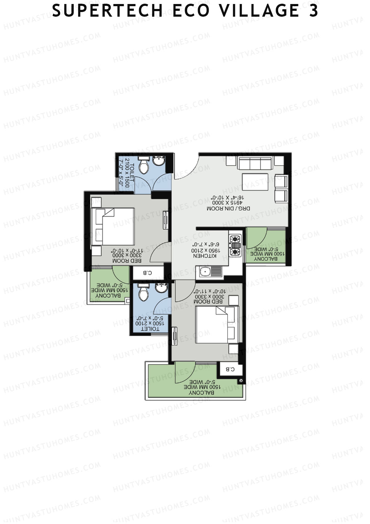 Supertech Eco Village 3 Tower A1 Unit 3 Floor Plan