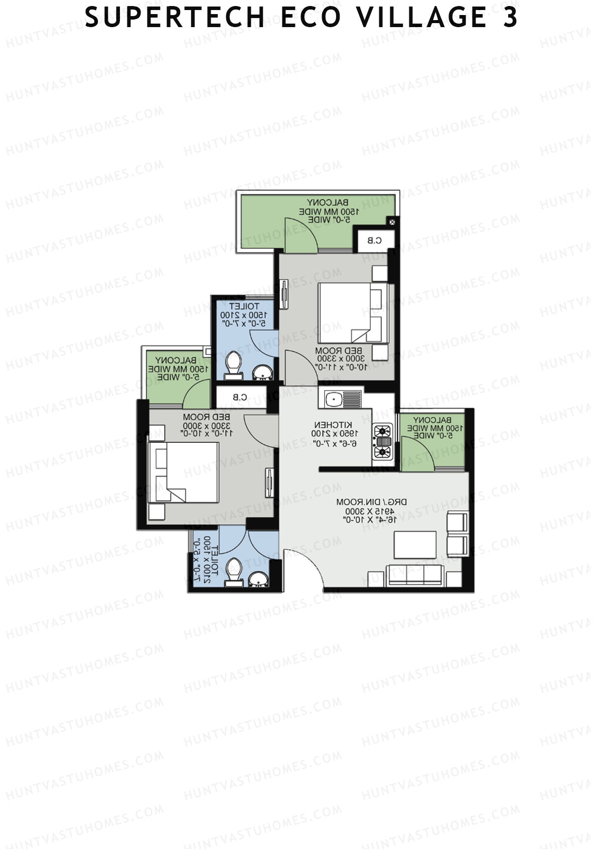 Supertech Eco Village 3 Tower A2 Unit 8 Floor Plan