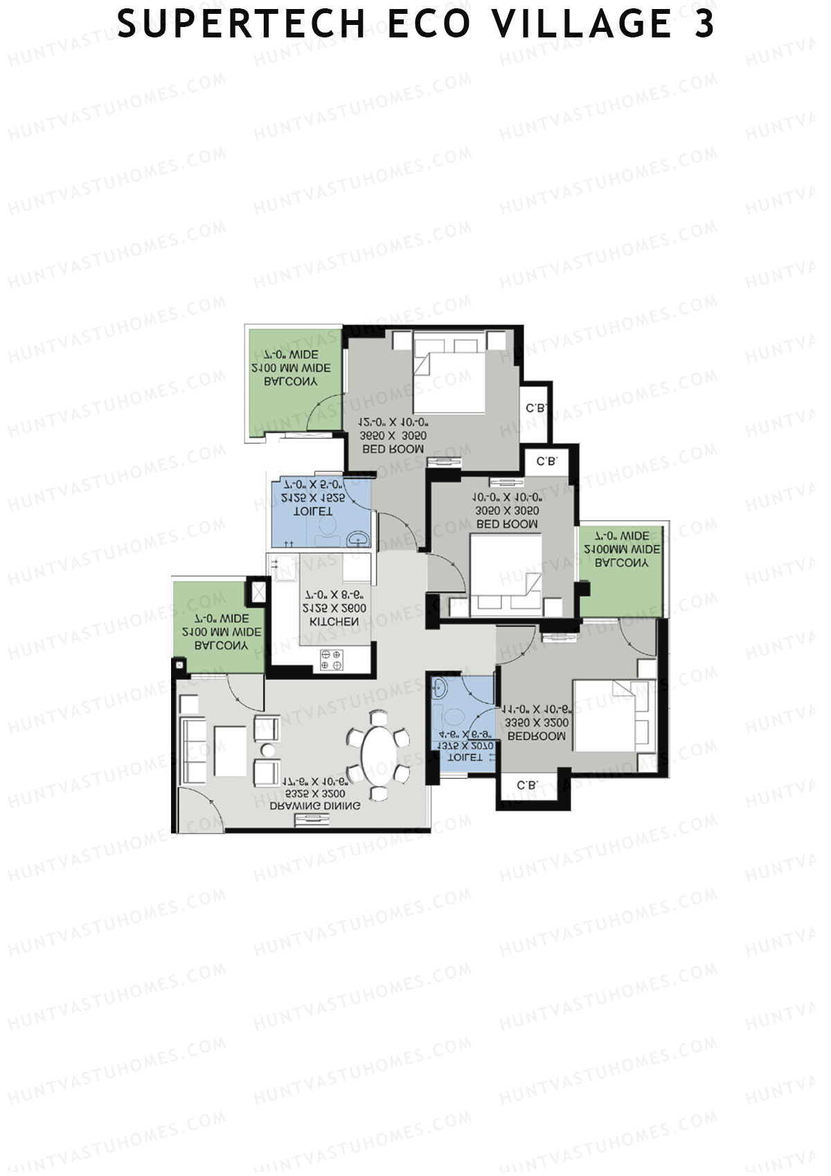 Supertech Eco Village 3 Tower A9 Unit 1 Floor Plan