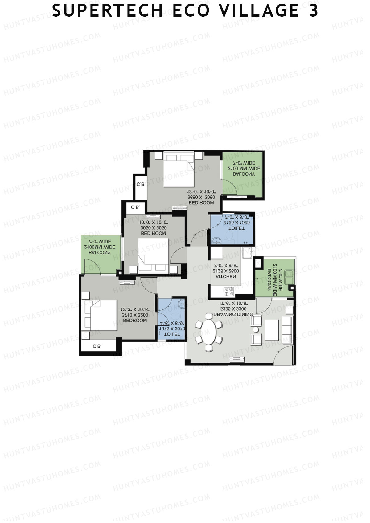 Supertech Eco Village 3 Tower A9 Unit 2 Floor Plan