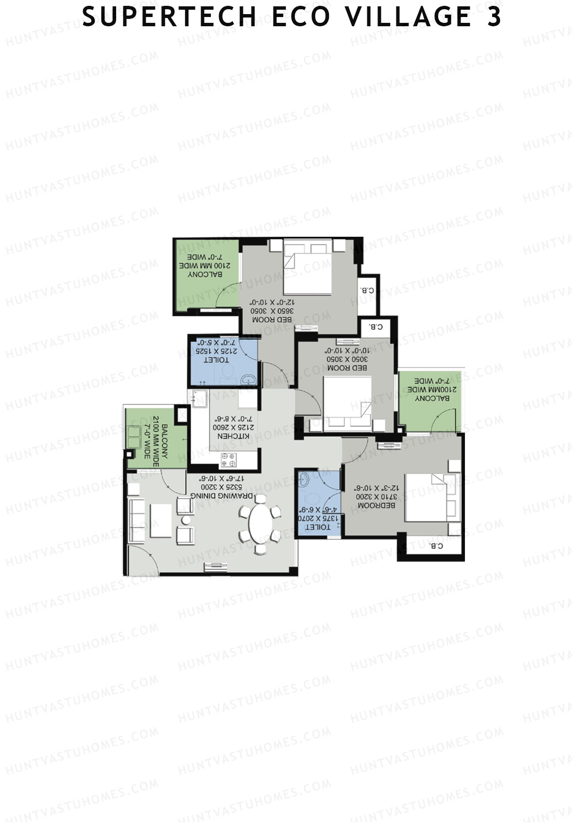 Supertech Eco Village 3 Tower A9 Unit 3 Floor Plan