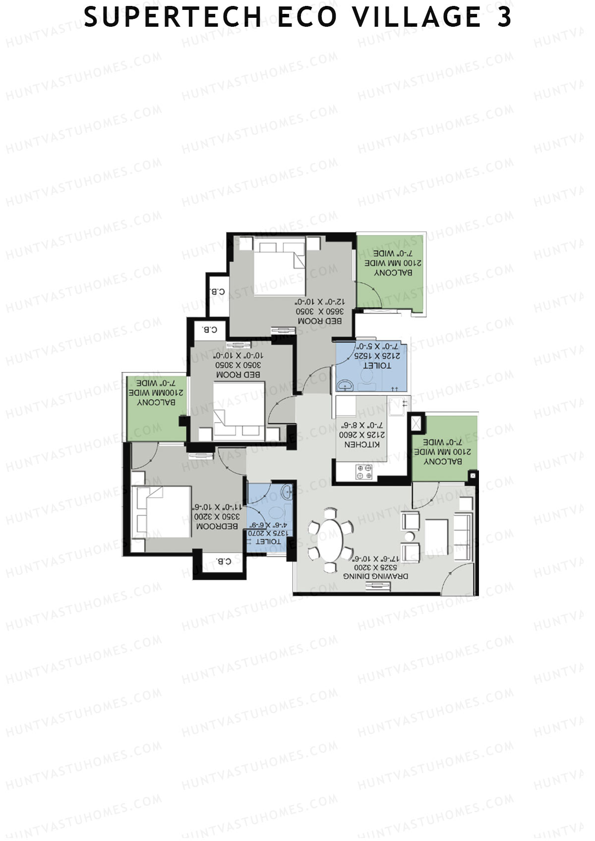 Supertech Eco Village 3 Tower A9 Unit 4 Floor Plan