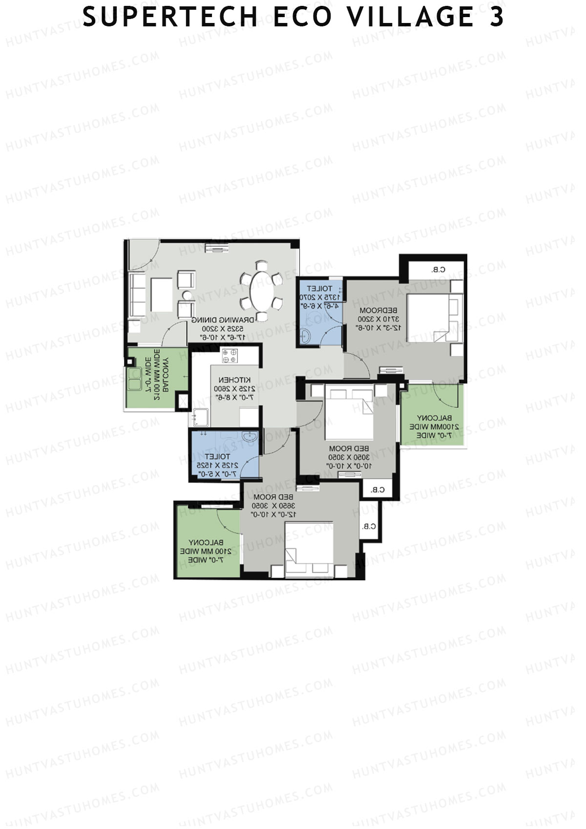 Supertech Eco Village 3 Tower A9 Unit 6 Floor Plan