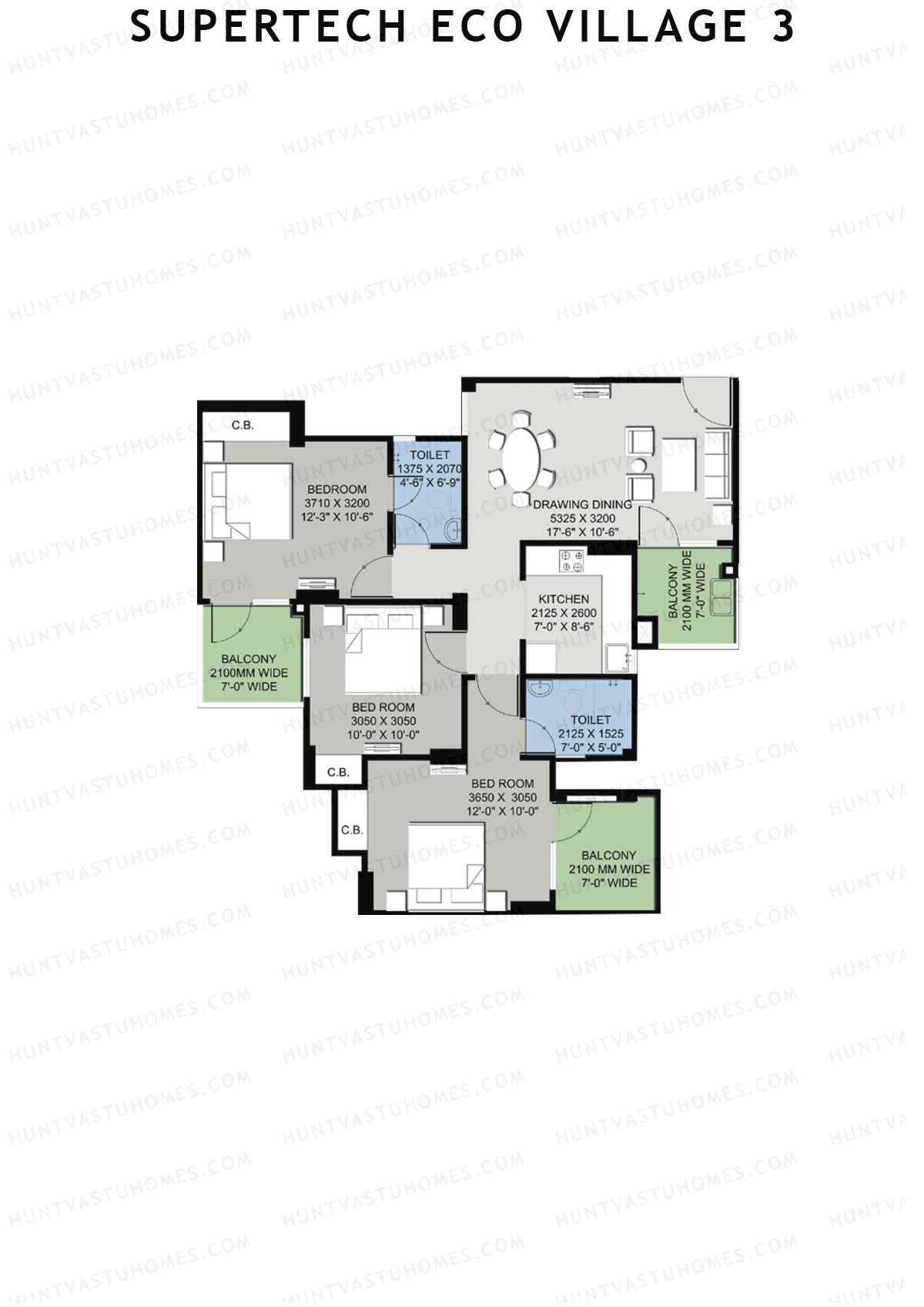 Supertech Eco Village 3 Tower A9 Unit 7 Floor Plan