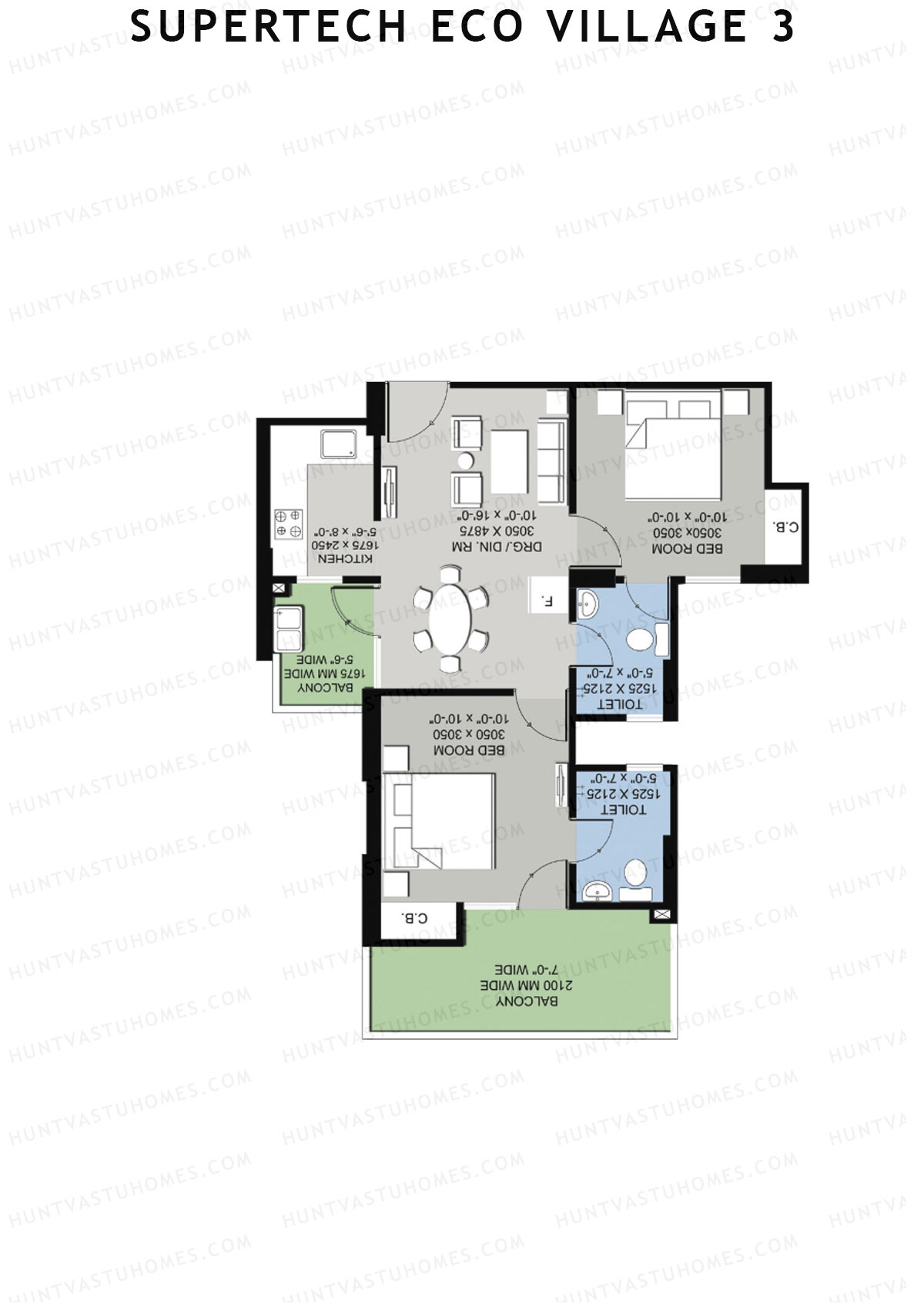 Supertech Eco Village 3 Tower B24 Unit 3 Floor Plan