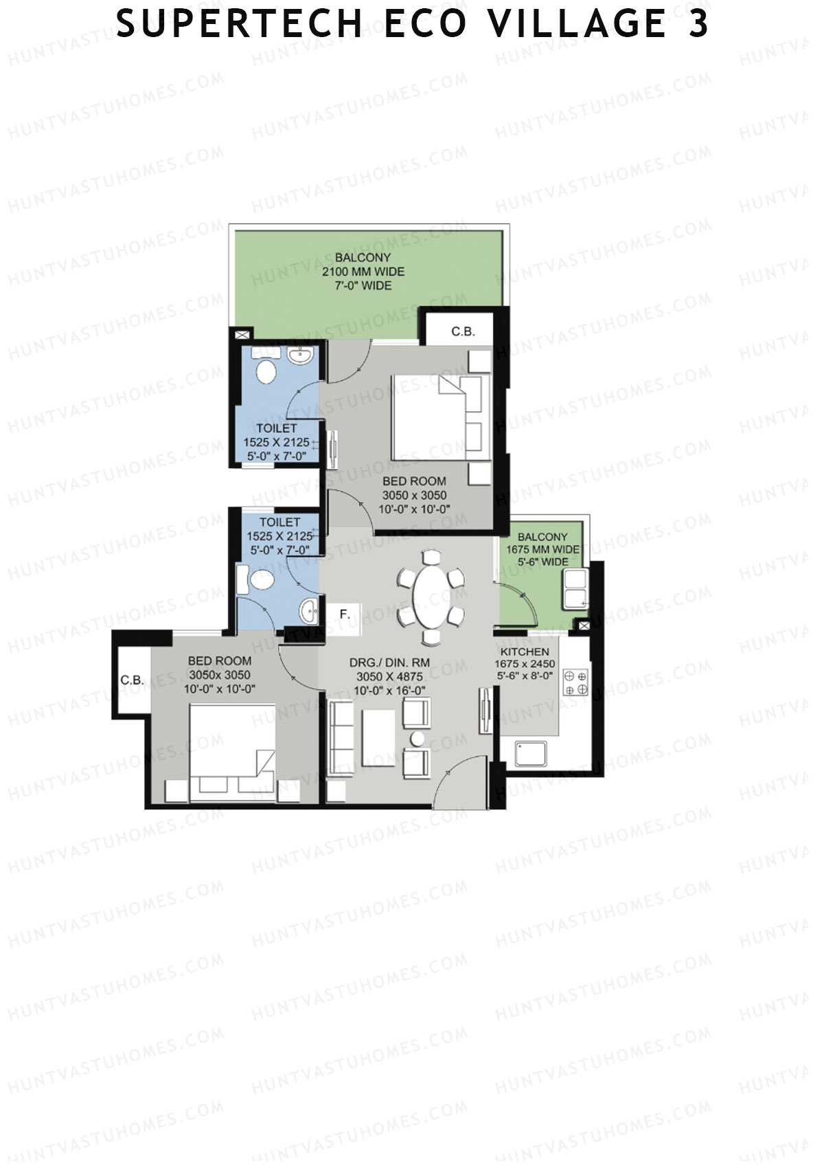 Supertech Eco Village 3 Tower B24 Unit 5 Floor Plan