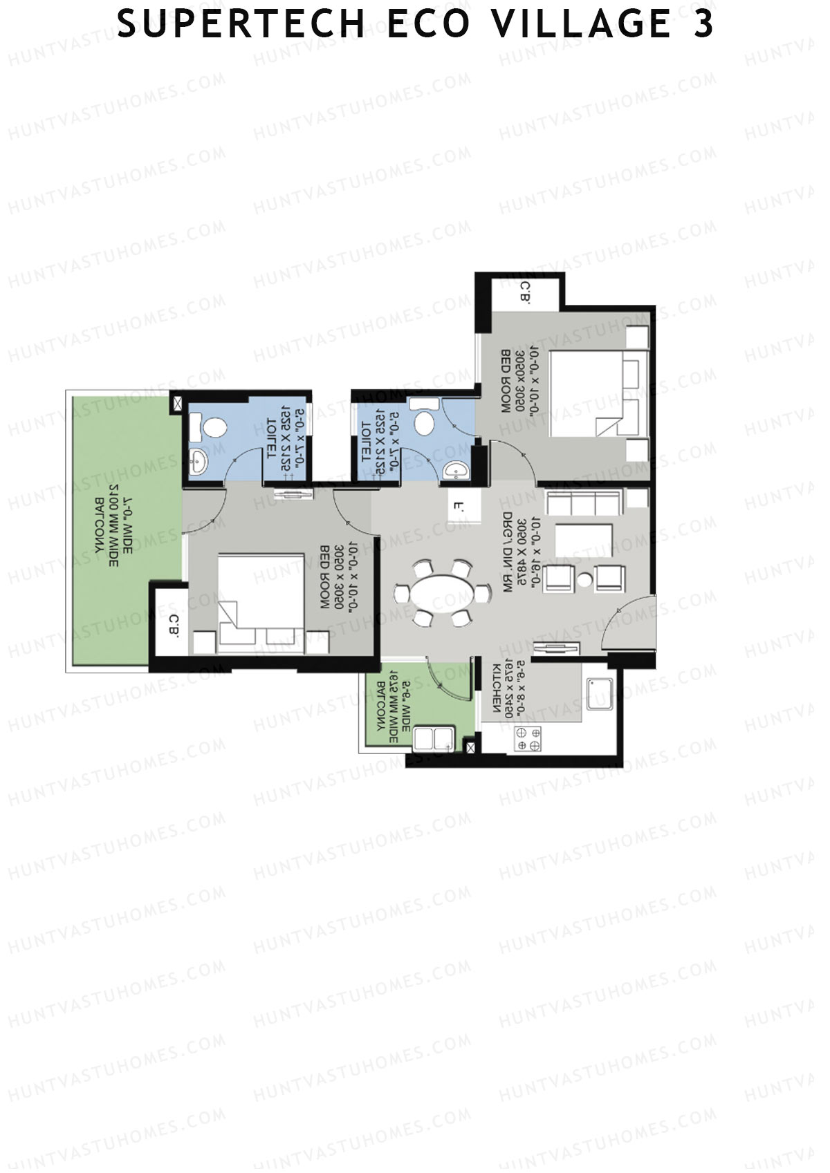 Supertech Eco Village 3 Tower B25 Unit 2 Floor Plan