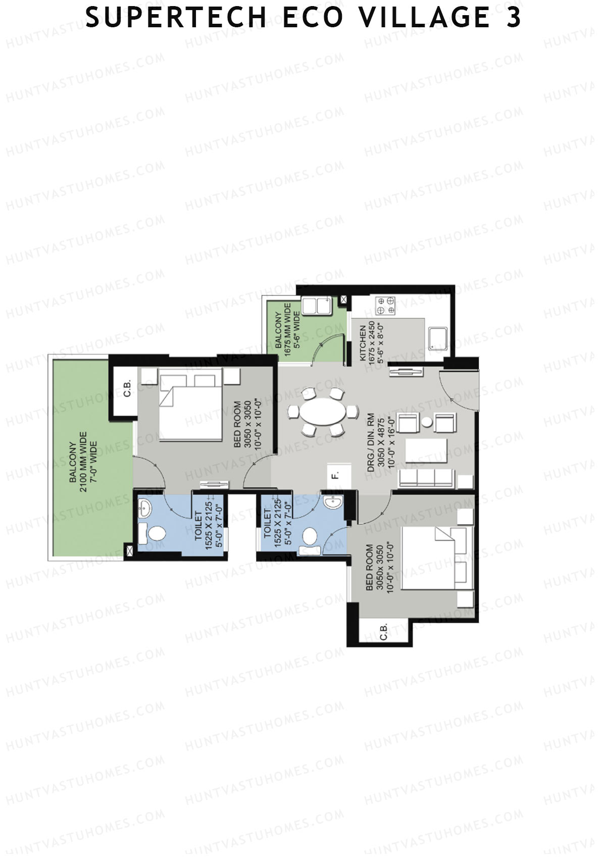 Supertech Eco Village 3 Tower B25 Unit 3 Floor Plan