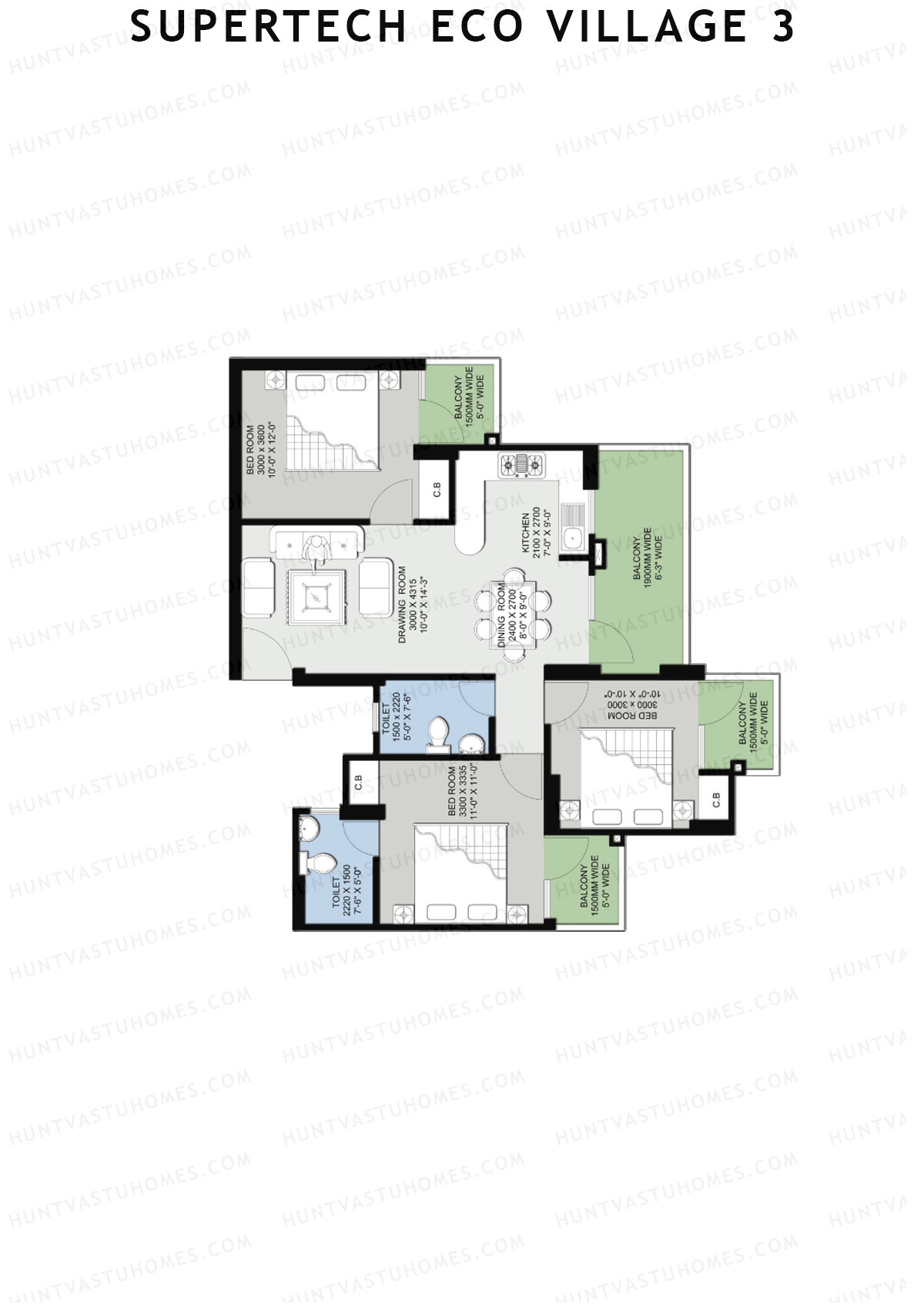 Supertech Eco Village 3 Tower B2 Unit 1 Floor Plan