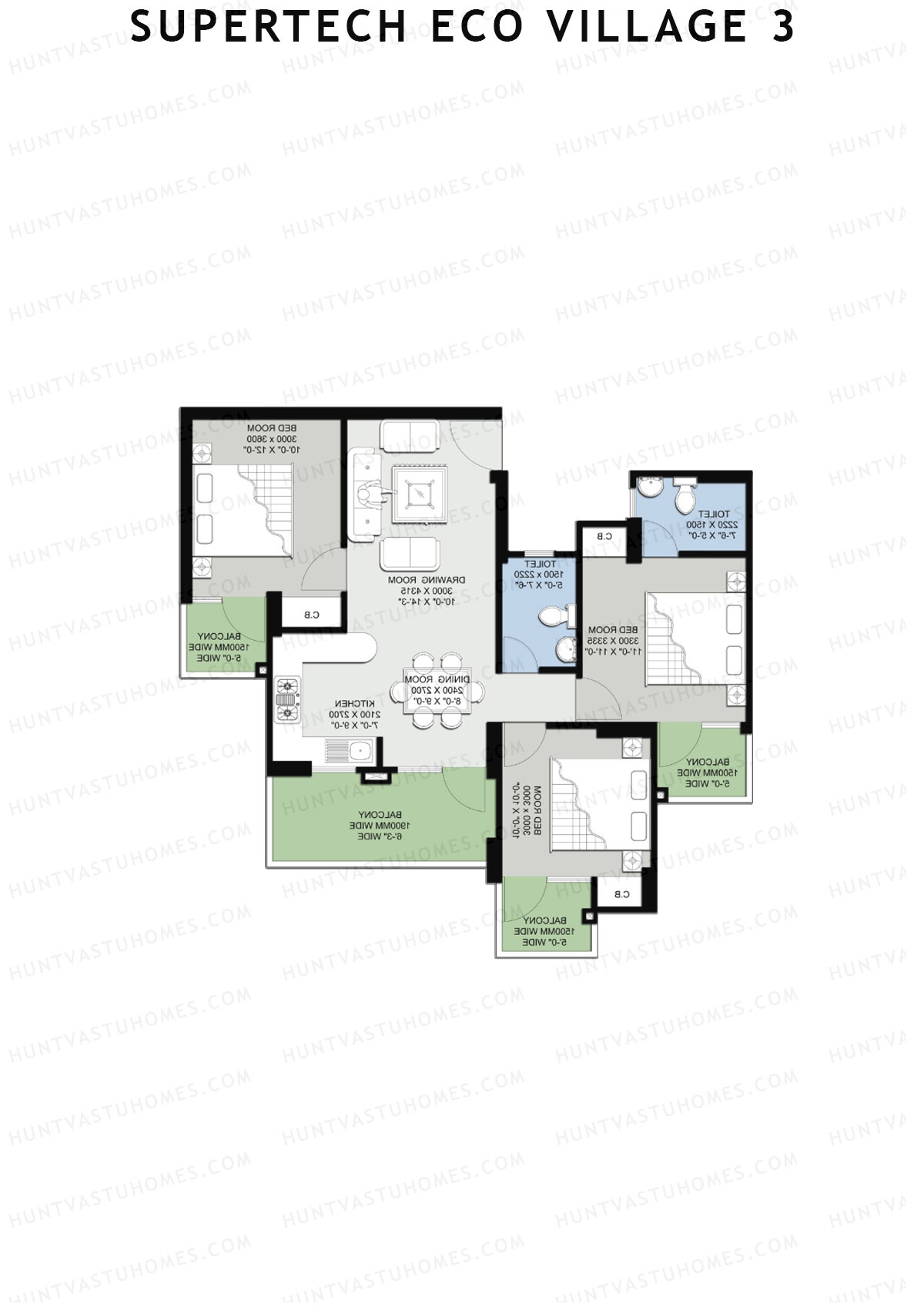 Supertech Eco Village 3 Tower B2 Unit 4 Floor Plan