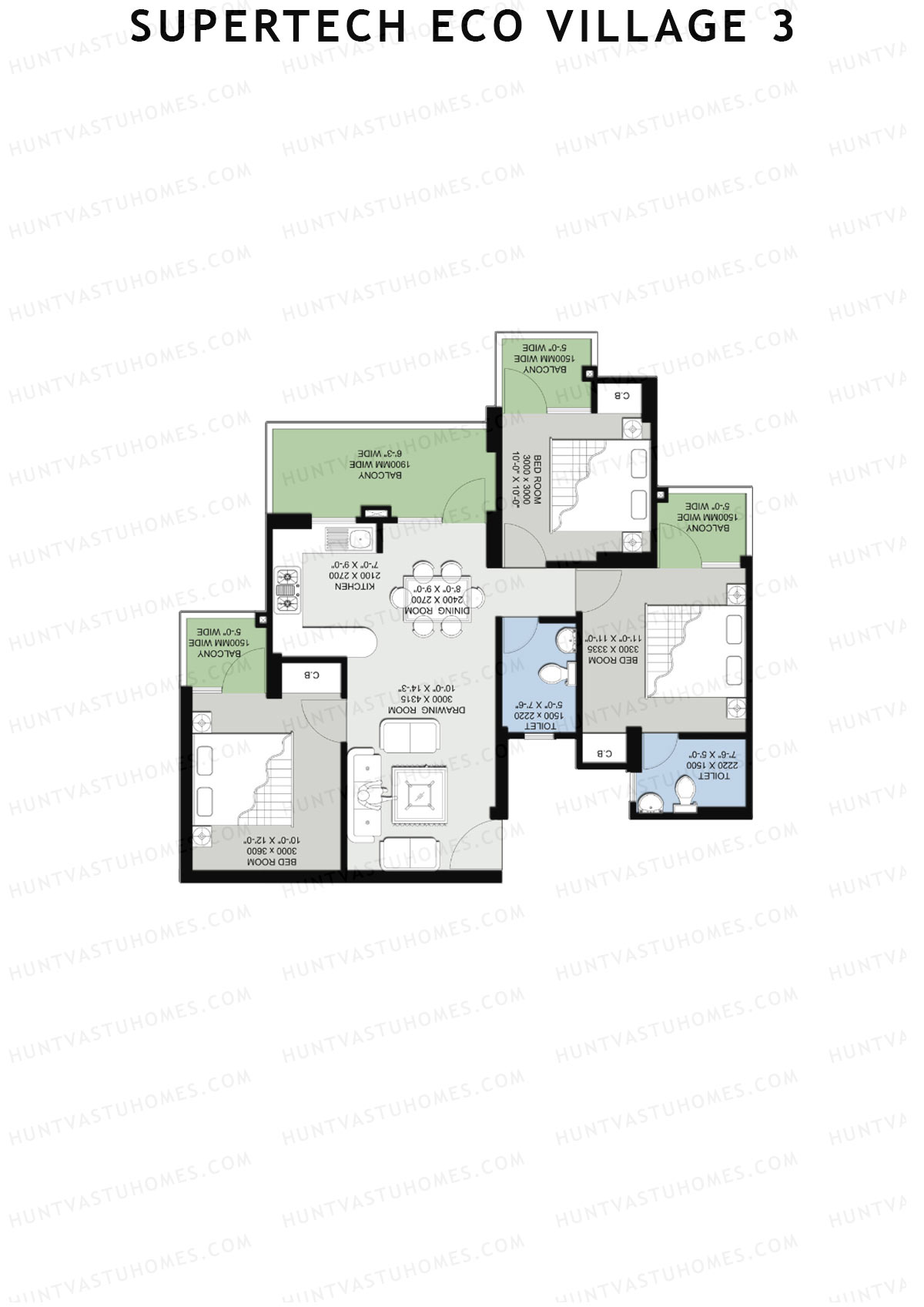 Supertech Eco Village 3 Tower B2 Unit 5 Floor Plan