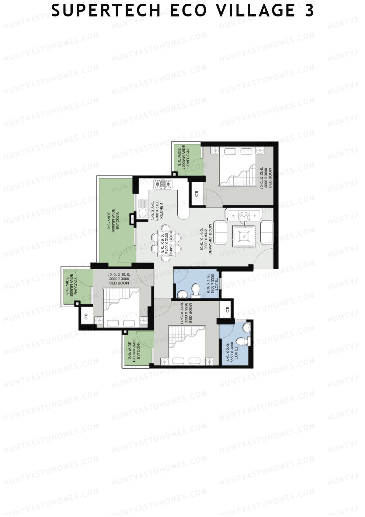Supertech Eco Village 3 Tower B2 Unit 6 Floor Plan