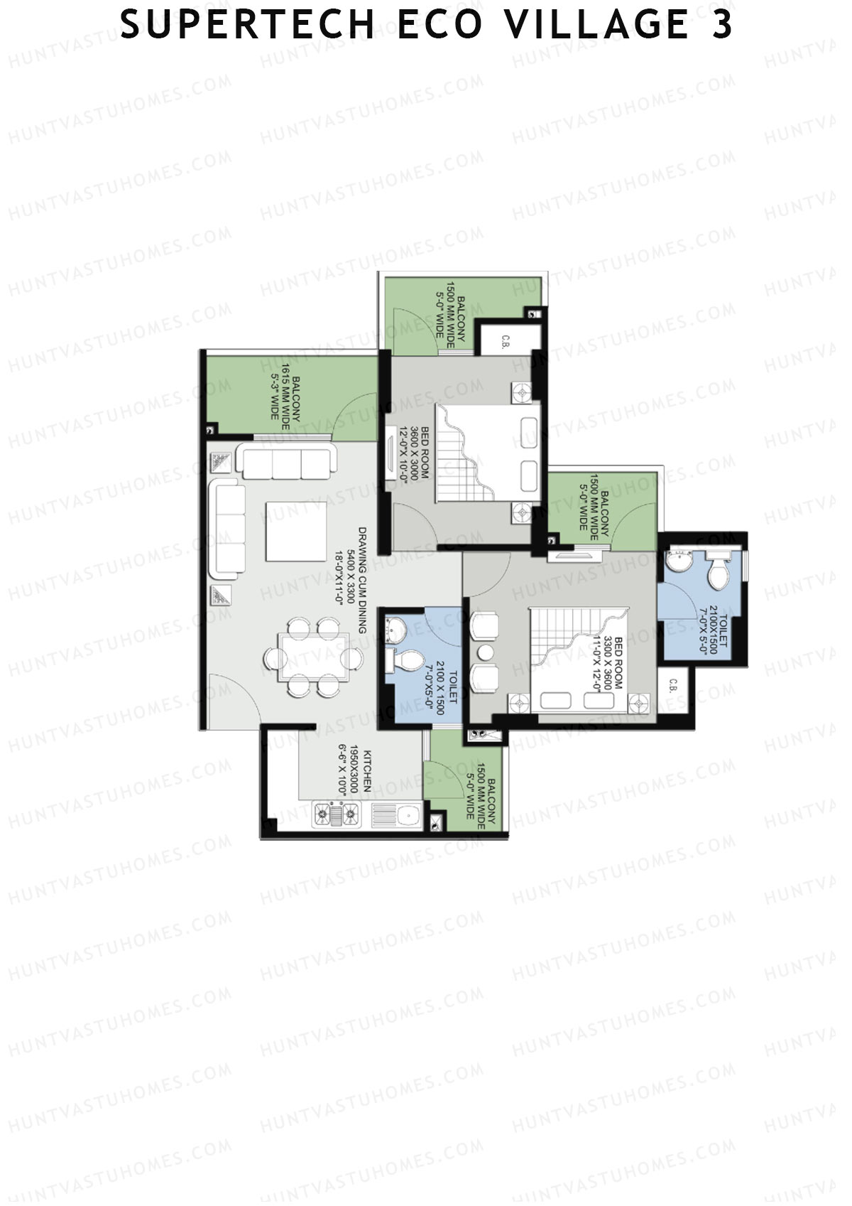 Supertech Eco Village 3 Tower C1 Unit 1 Floor Plan