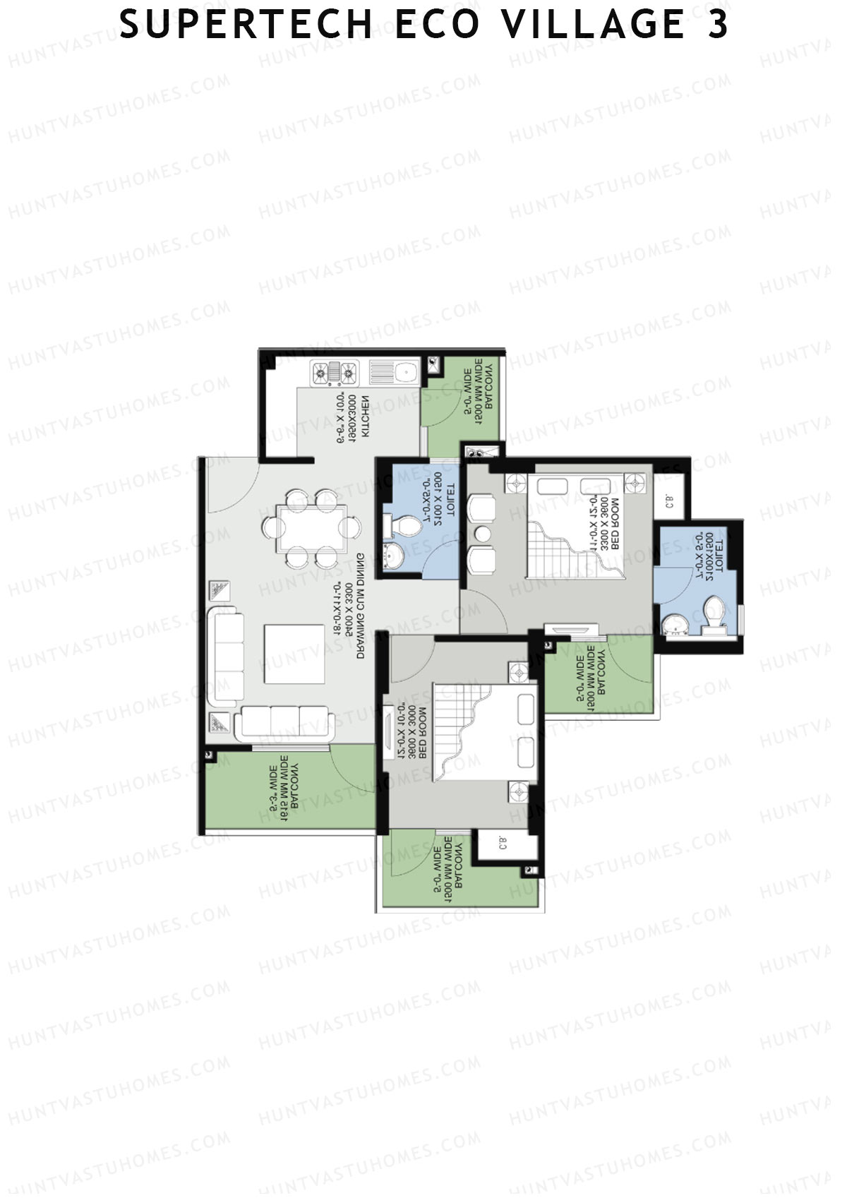 Supertech Eco Village 3 Tower C1 Unit 2 Floor Plan