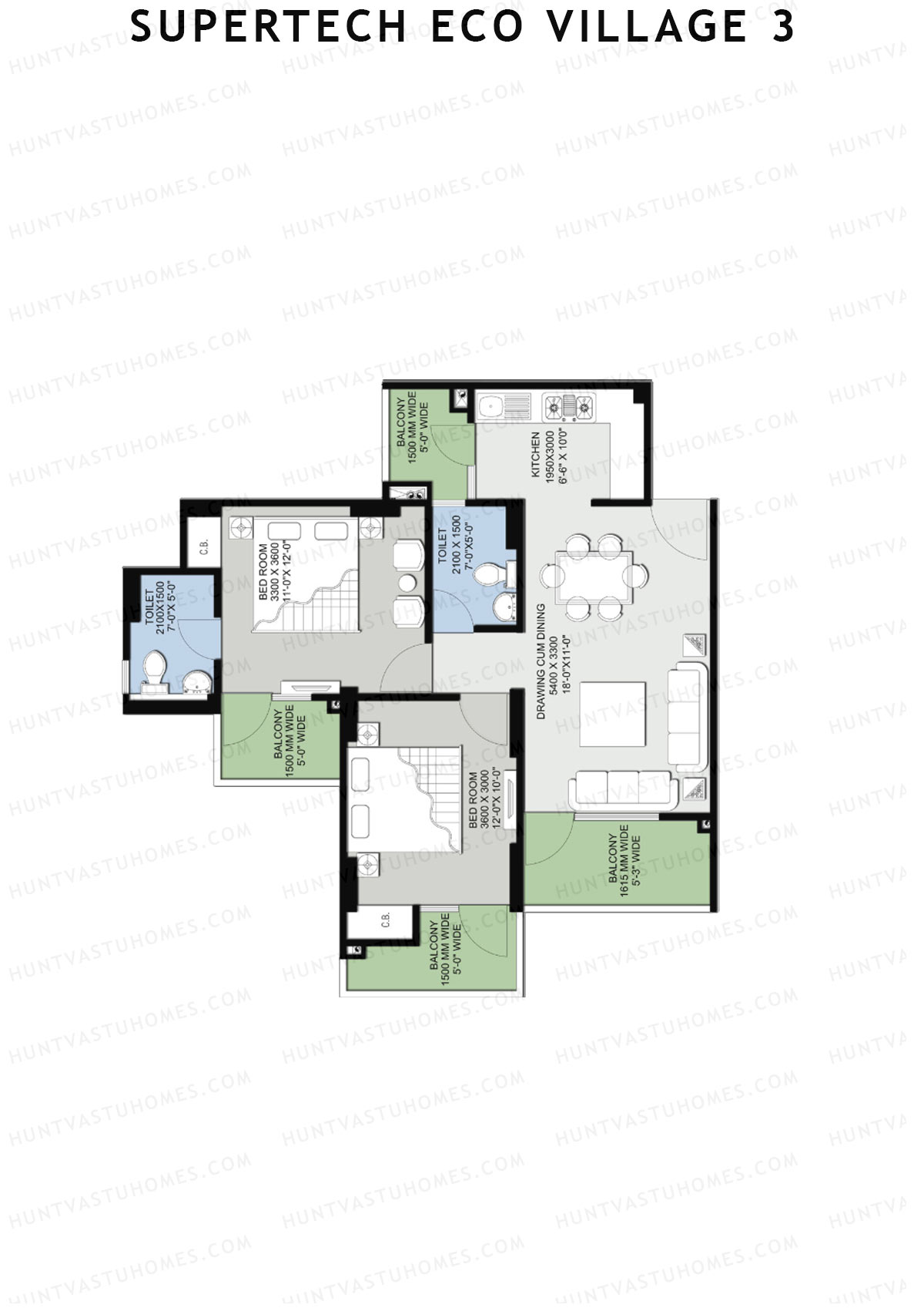 Supertech Eco Village 3 Tower C1 Unit 3 Floor Plan
