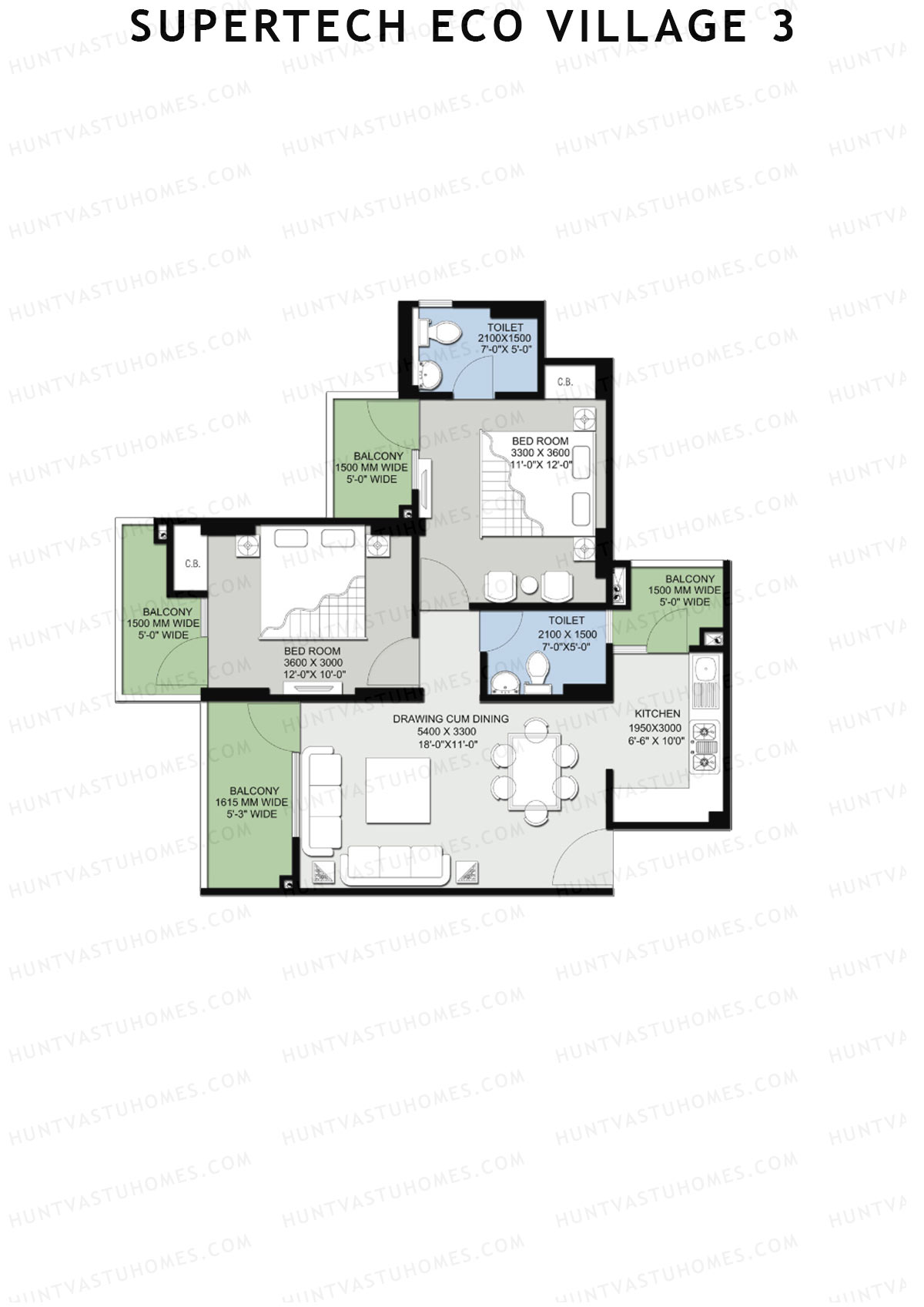 Supertech Eco Village 3 Tower C1 Unit 5 Floor Plan