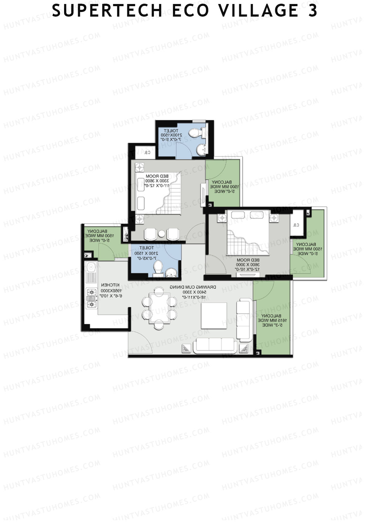Supertech Eco Village 3 Tower C1 Unit 6 Floor Plan