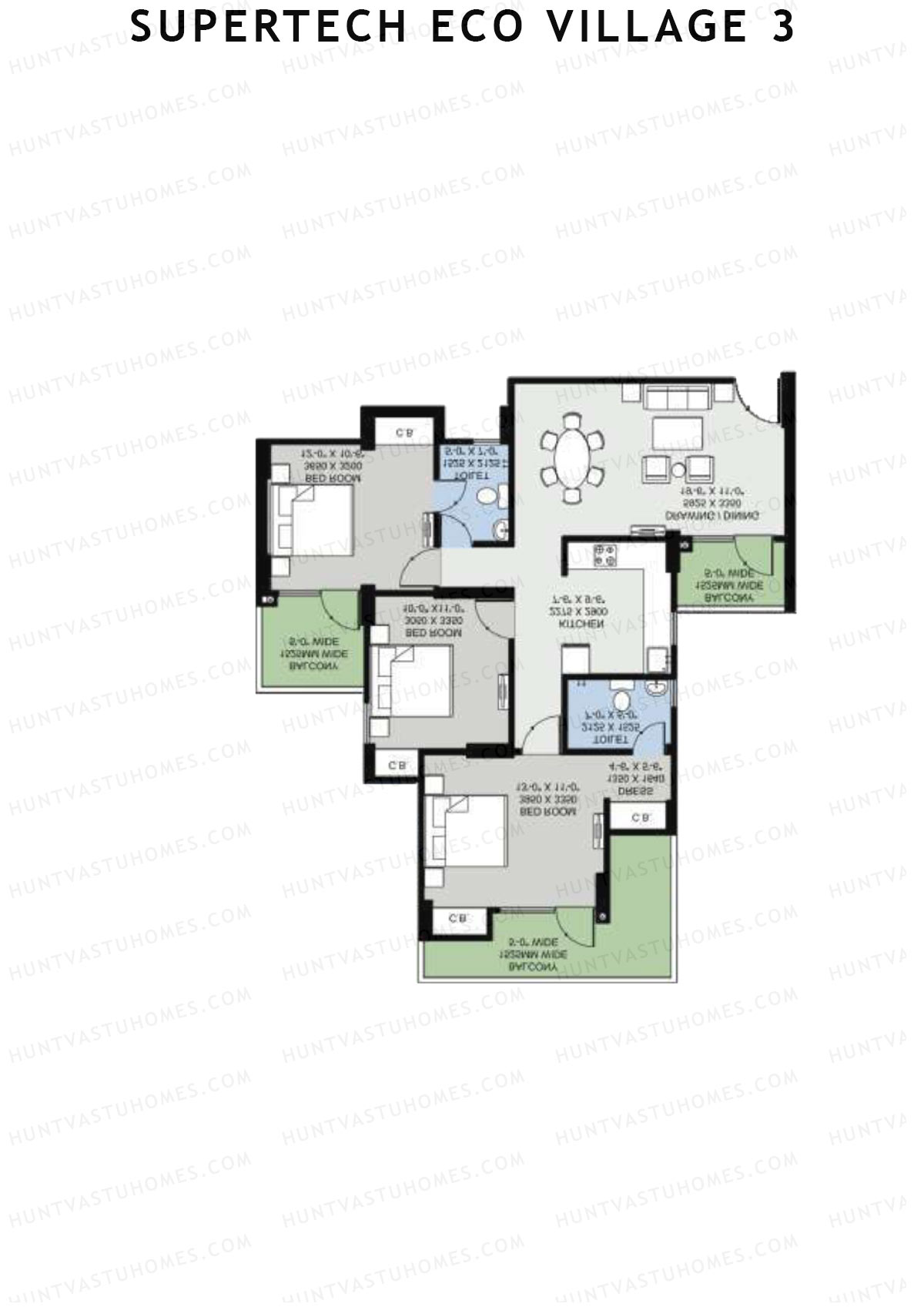Supertech Eco Village 3 Tower D14 Unit 1 Floor Plan
