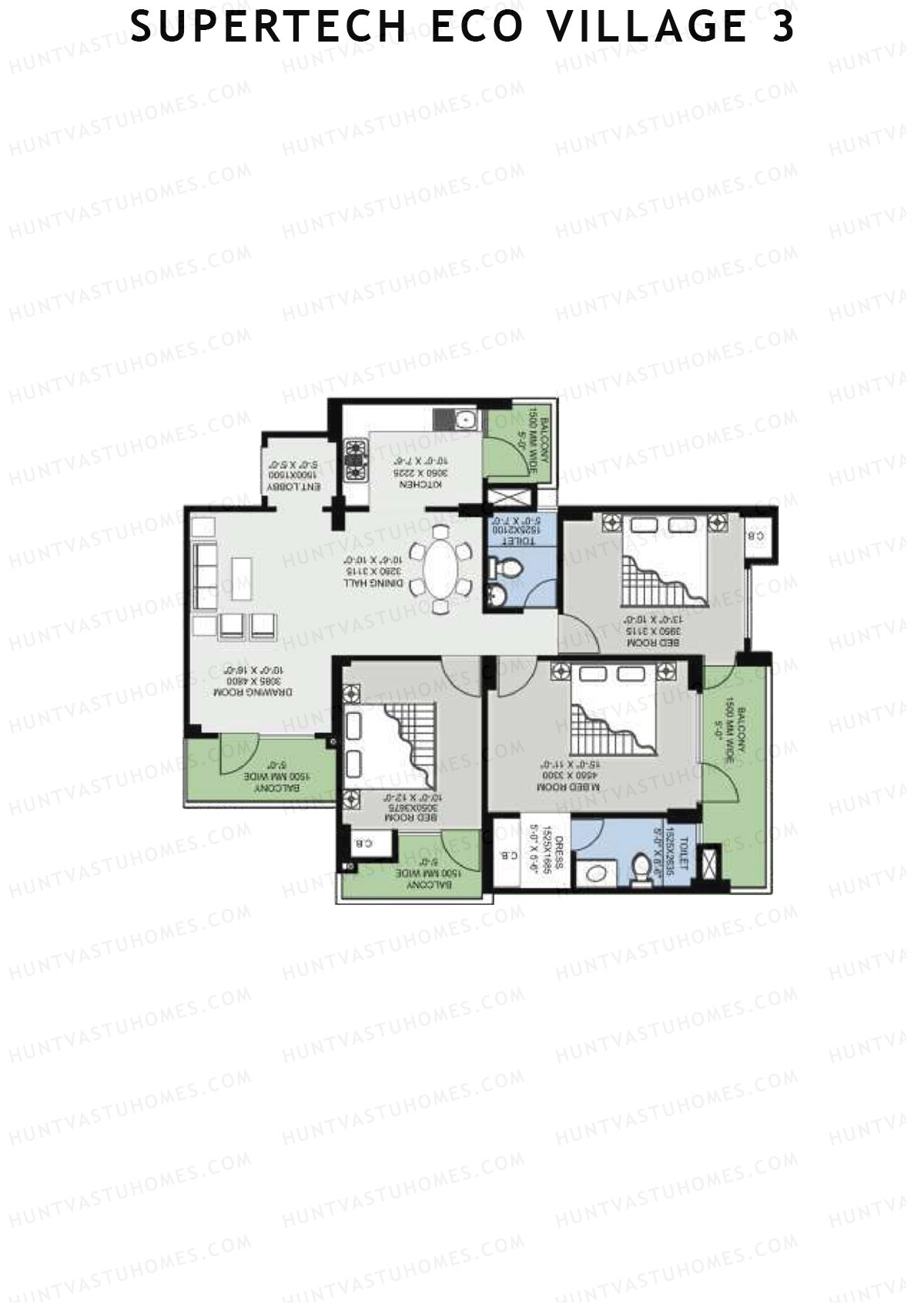 Supertech Eco Village 3 Tower D Unit 1 Floor Plan