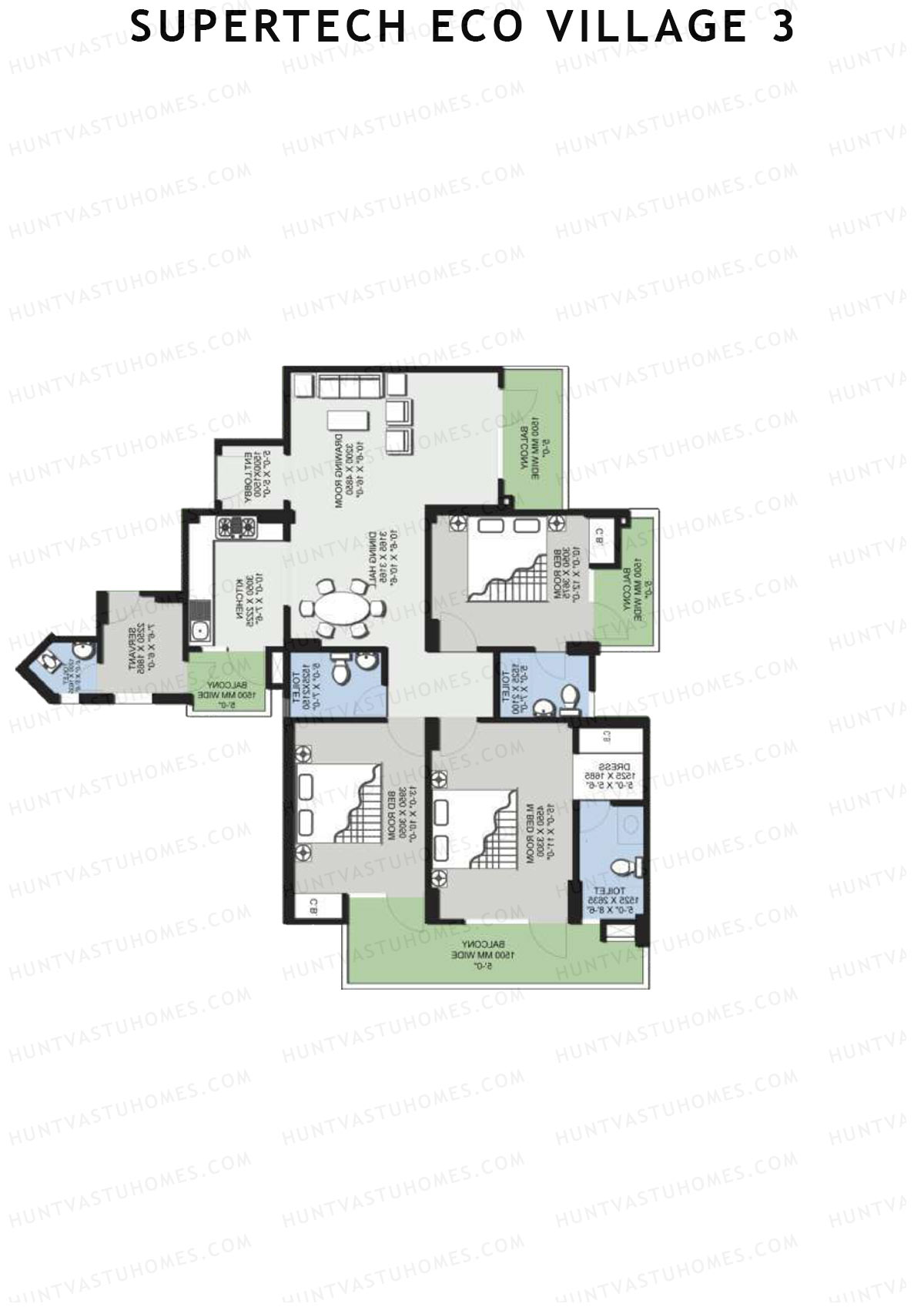 Supertech Eco Village 3 Tower D Unit 5 Floor Plan