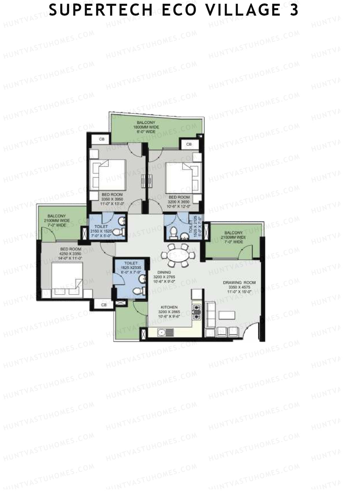 Supertech Eco Village 3 Tower E2 Unit 2 Floor Plan