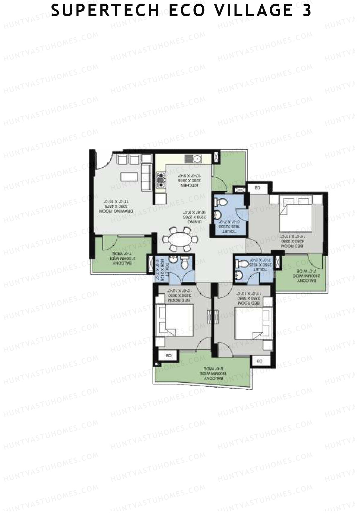 Supertech Eco Village 3 Tower E3 Unit 1 Floor Plan