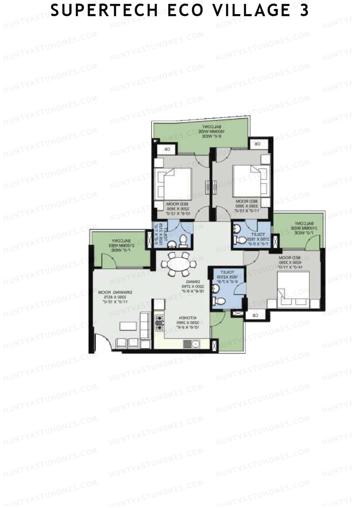 Supertech Eco Village 3 Tower E3 Unit 2 Floor Plan