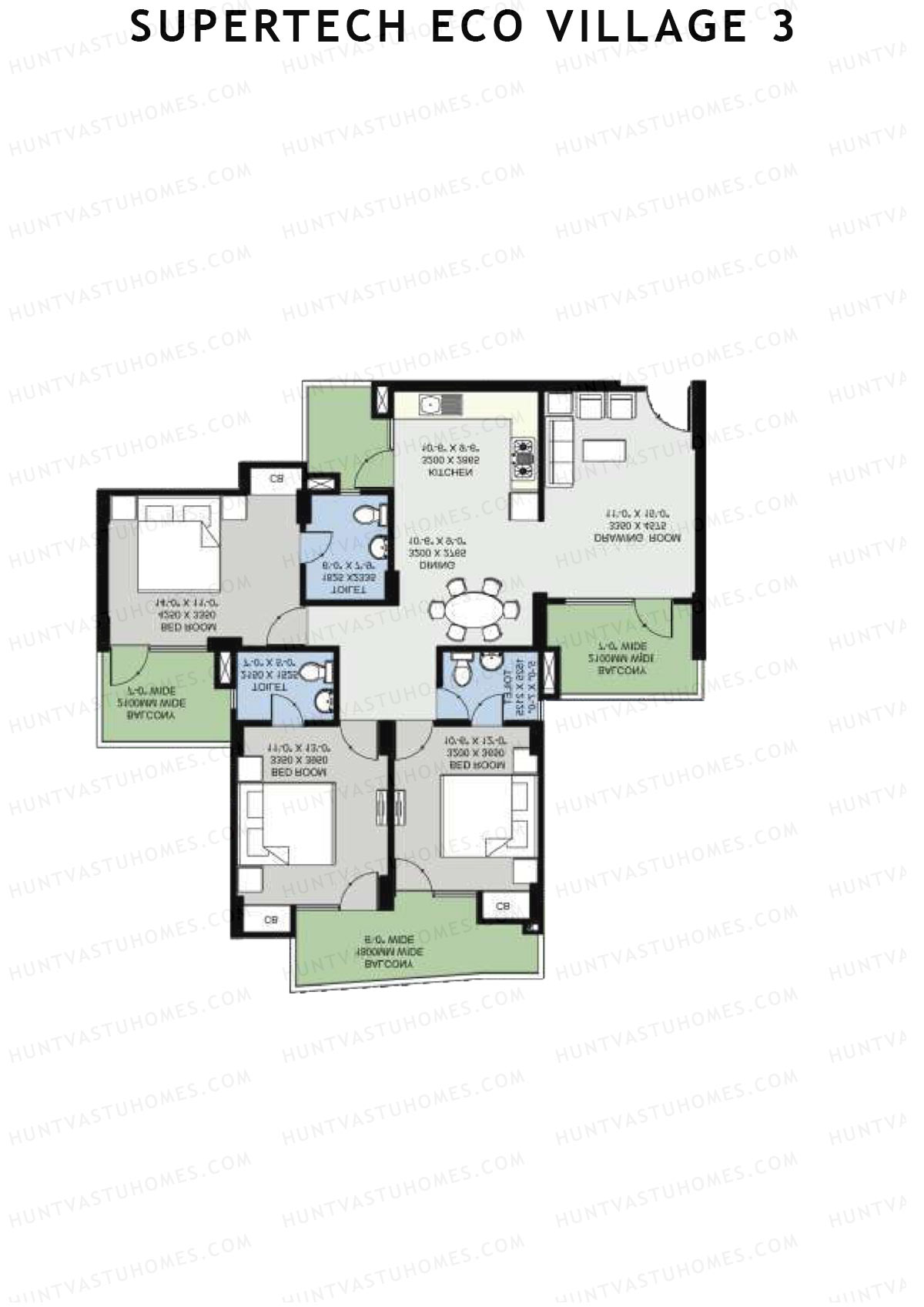 Supertech Eco Village 3 Tower E3 Unit 4 Floor Plan