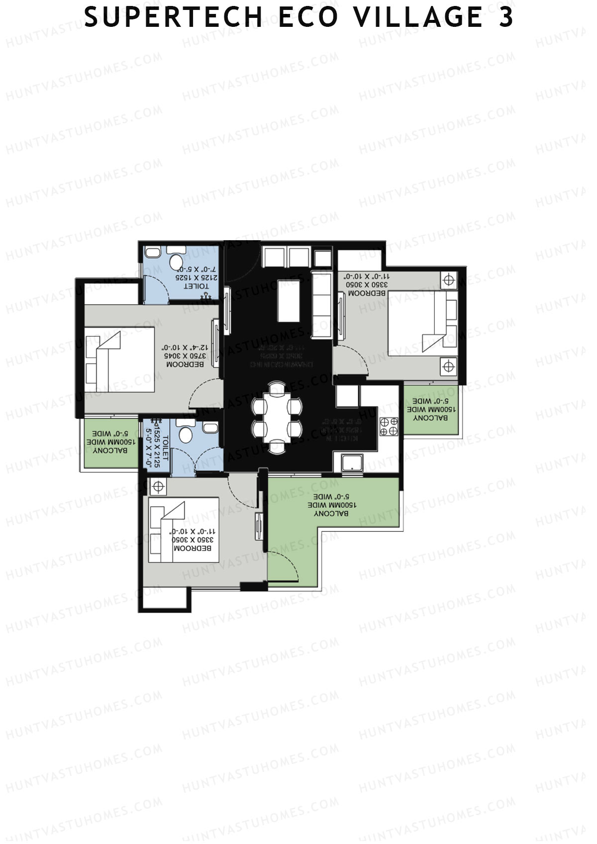 Supertech Eco Village 3 Tower G1 Unit 12 Floor Plan