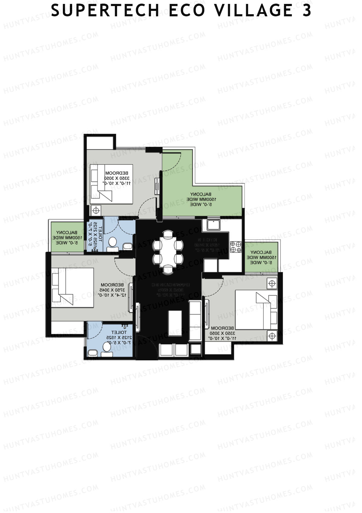 Supertech Eco Village 3 Tower G4 Unit 7 Floor Plan