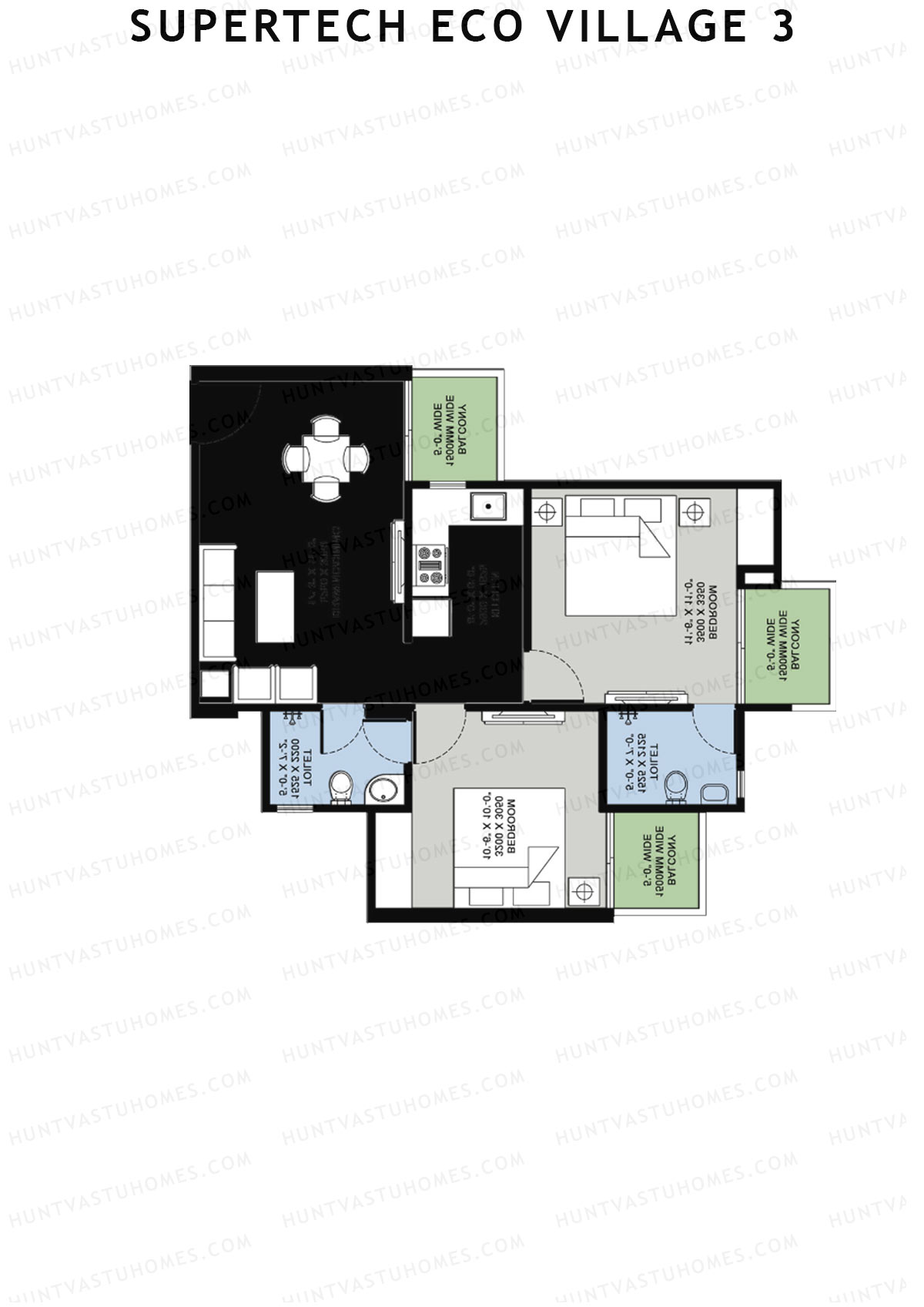 Supertech Eco Village 3 Tower G4 Unit 9 Floor Plan