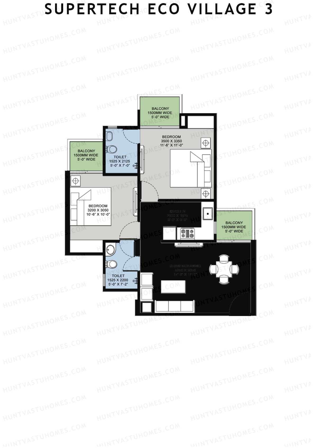 Supertech Eco Village 3 Tower G7 Unit 2 Floor Plan