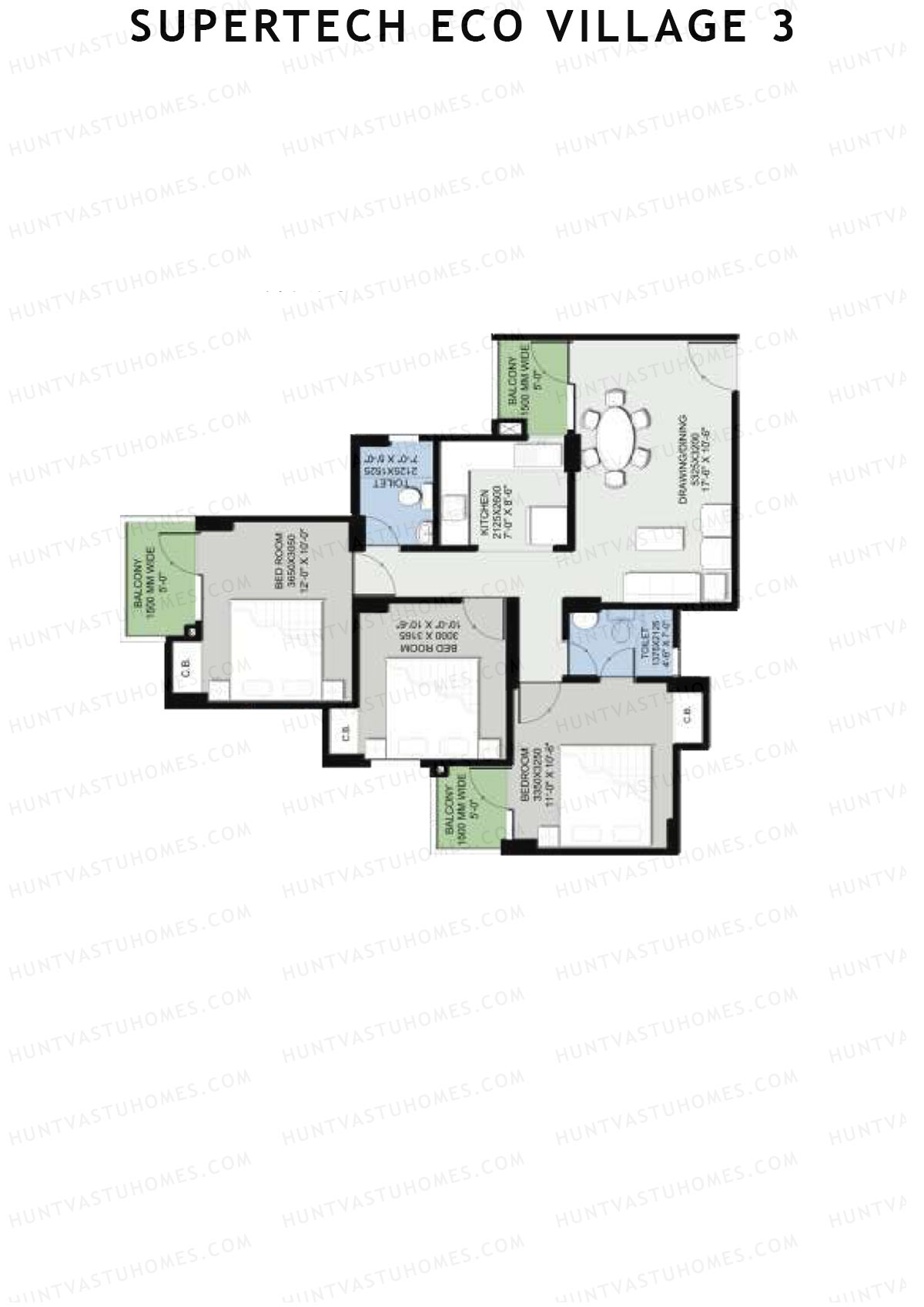 Supertech Eco Village 3 Tower O2 Unit 1 Floor Plan