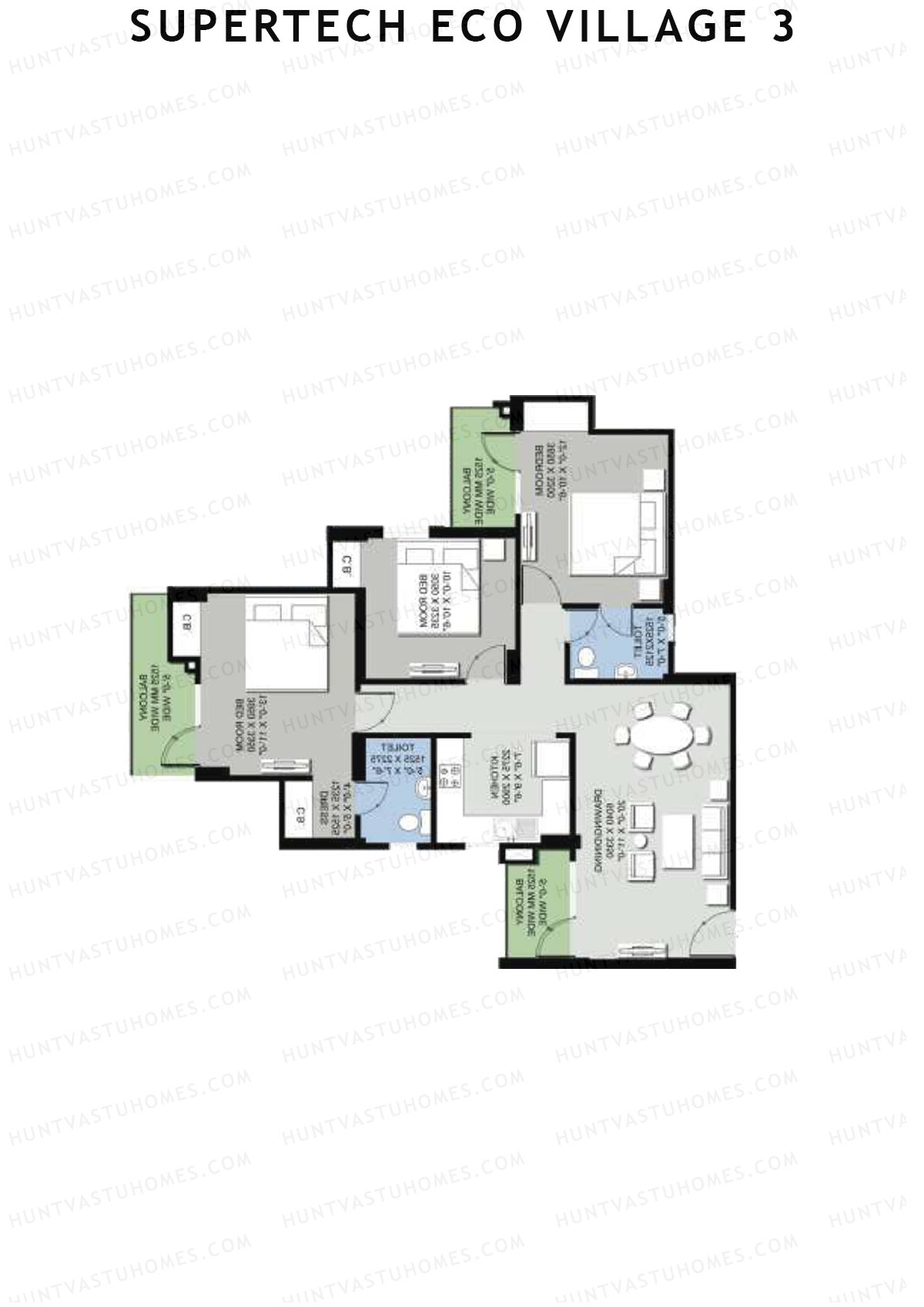 Supertech Eco Village 3 Tower O2 Unit 2 Floor Plan