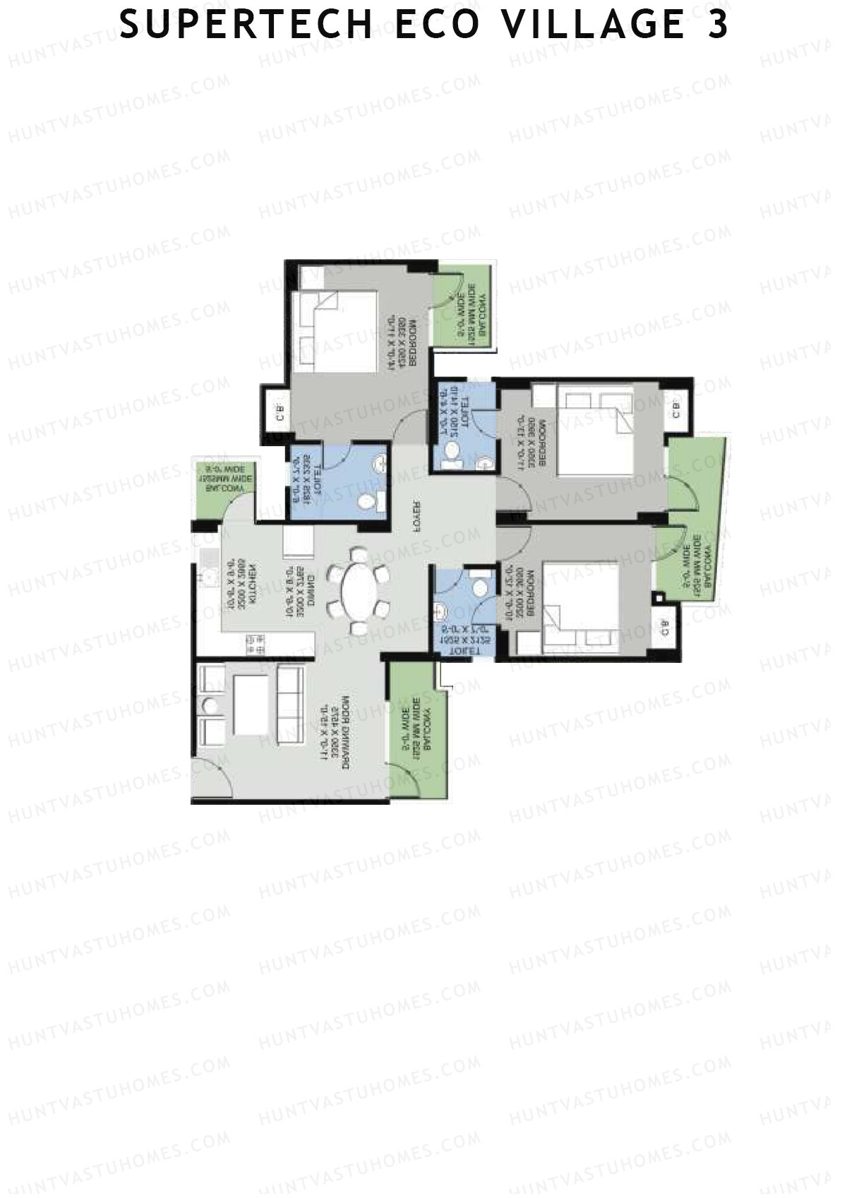 Supertech Eco Village 3 Tower O2 Unit 4 Floor Plan