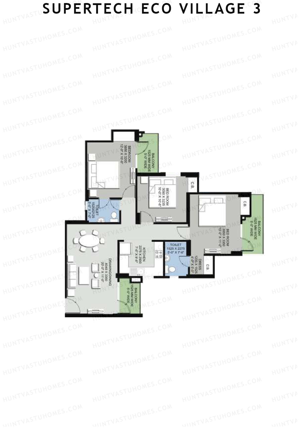 Supertech Eco Village 3 Tower O2 Unit 5 Floor Plan