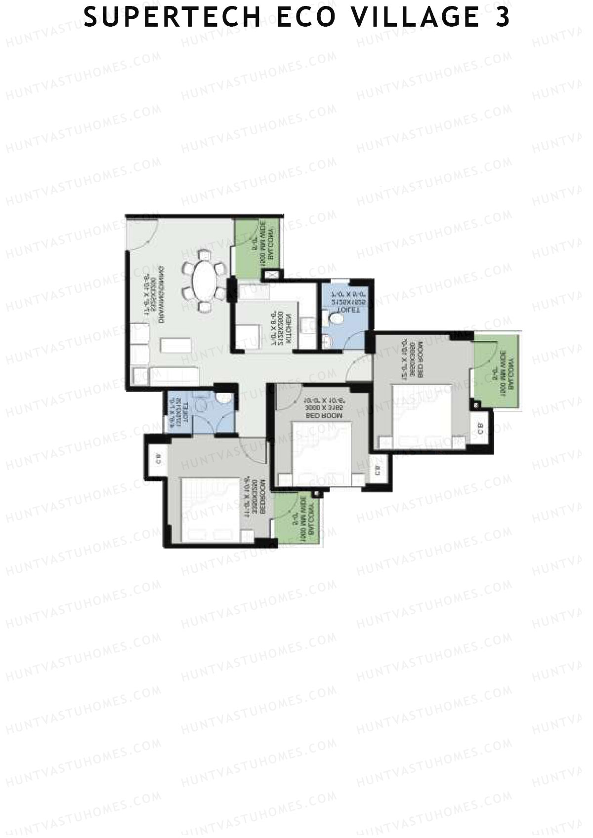 Supertech Eco Village 3 Tower O2 Unit 6 Floor Plan